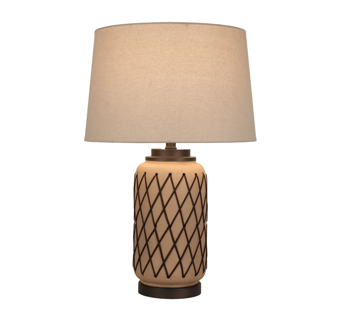 Diamond Weave Ceramic, PU Leather & Metal Table Lamp (Set of 2) - Terra