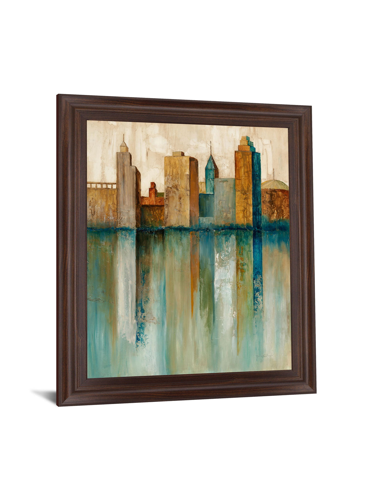 Amber Skyline - 28" x 34" Framed Wall Art - Blue