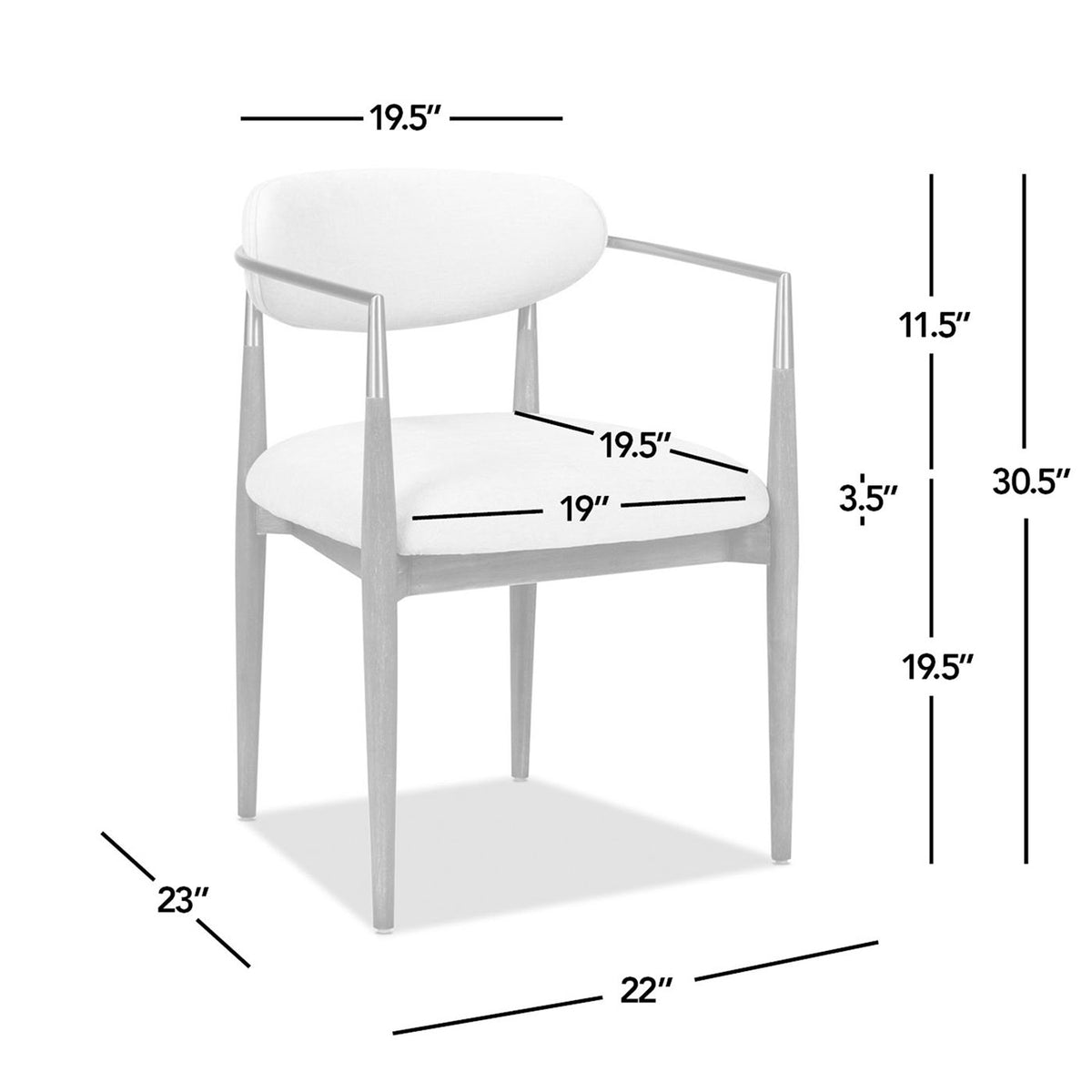 Artemis - Mixed Material Upholstered Dining Arm Chair - Warm White