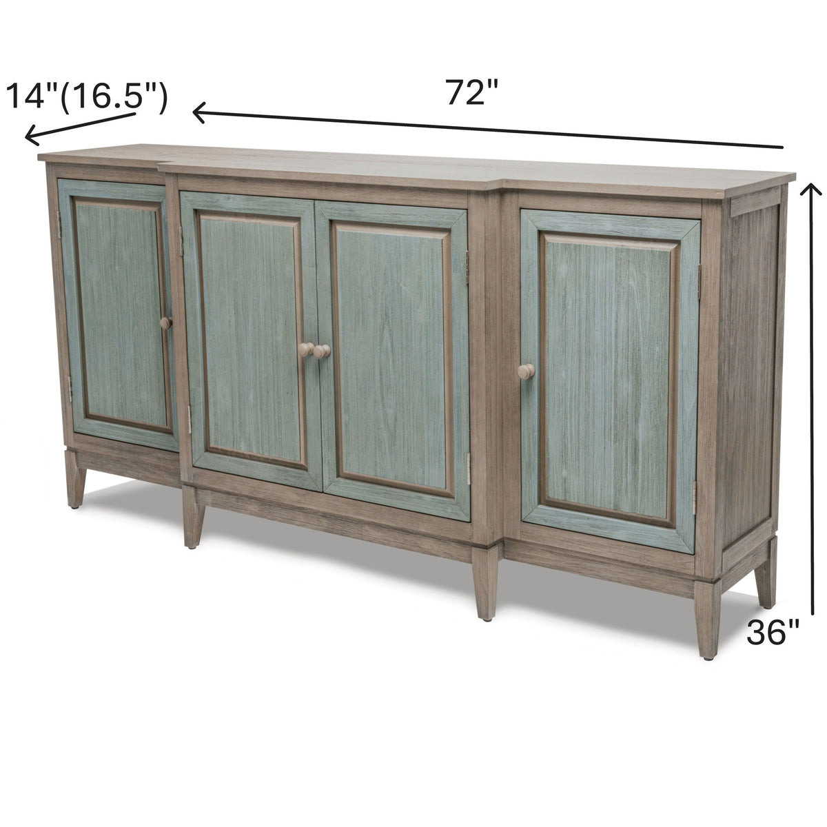 Sanibel - 4-Door Credenza - Green / Light Brown
