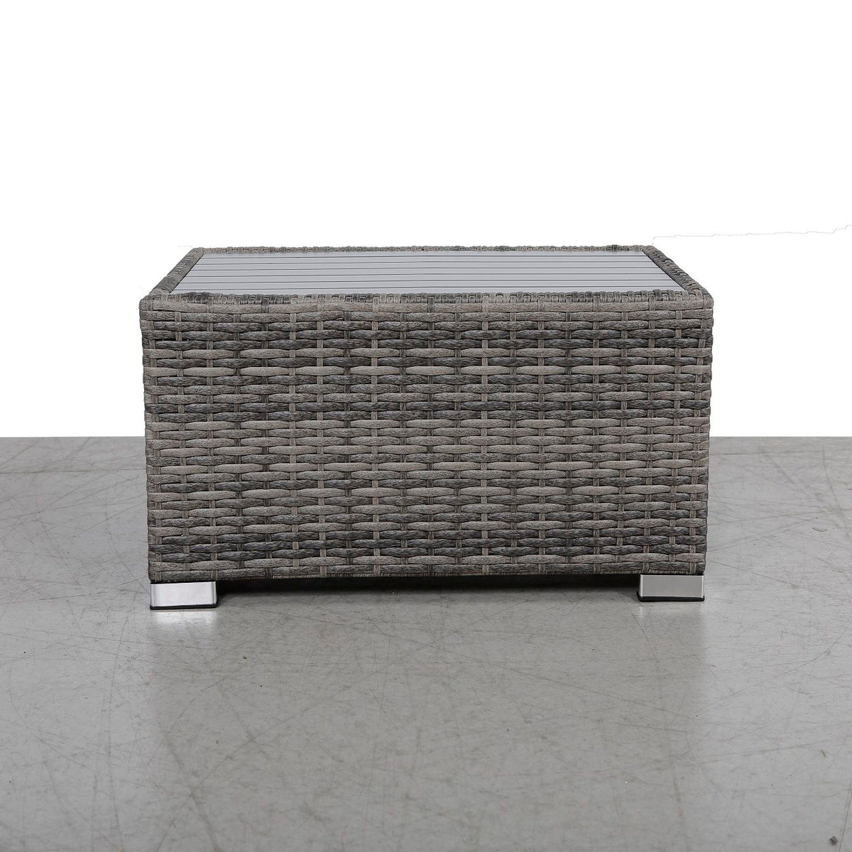 Chesterville - Slatted Side Table With Aluminum Top - Gray