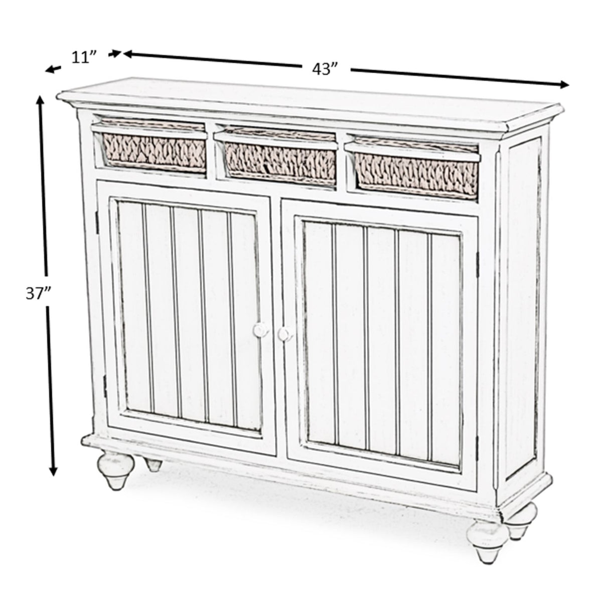 Monaco - Entry Cabinet With Baskets - Blanc