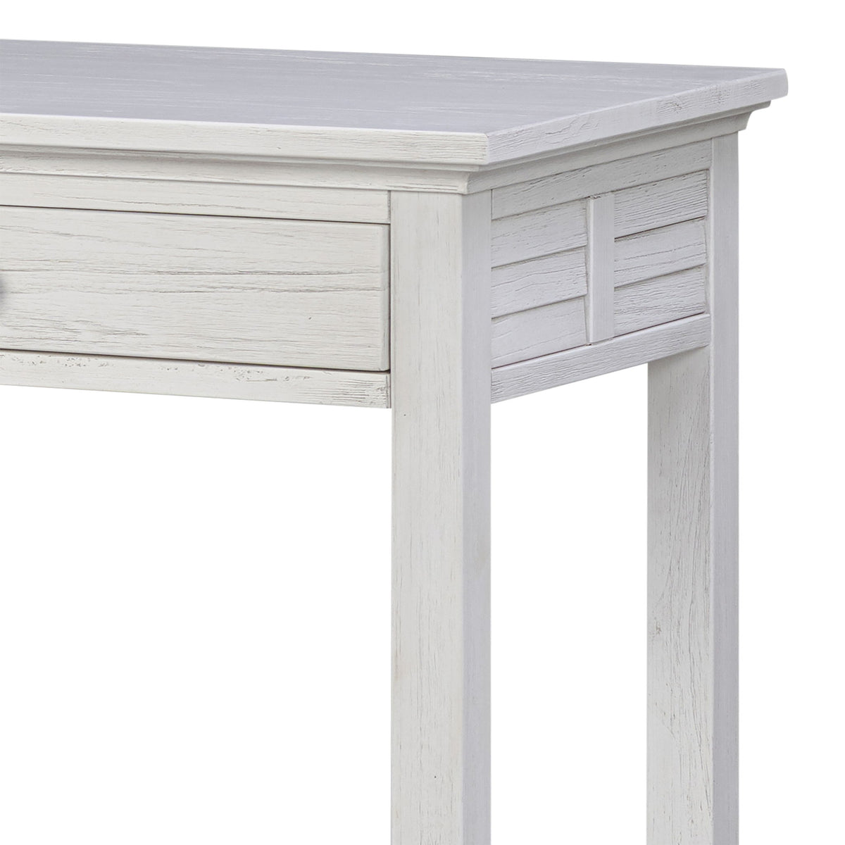 Surfside - 3-Drawer Console With Power Strip, USB-A And USB-C Port - Weathered White
