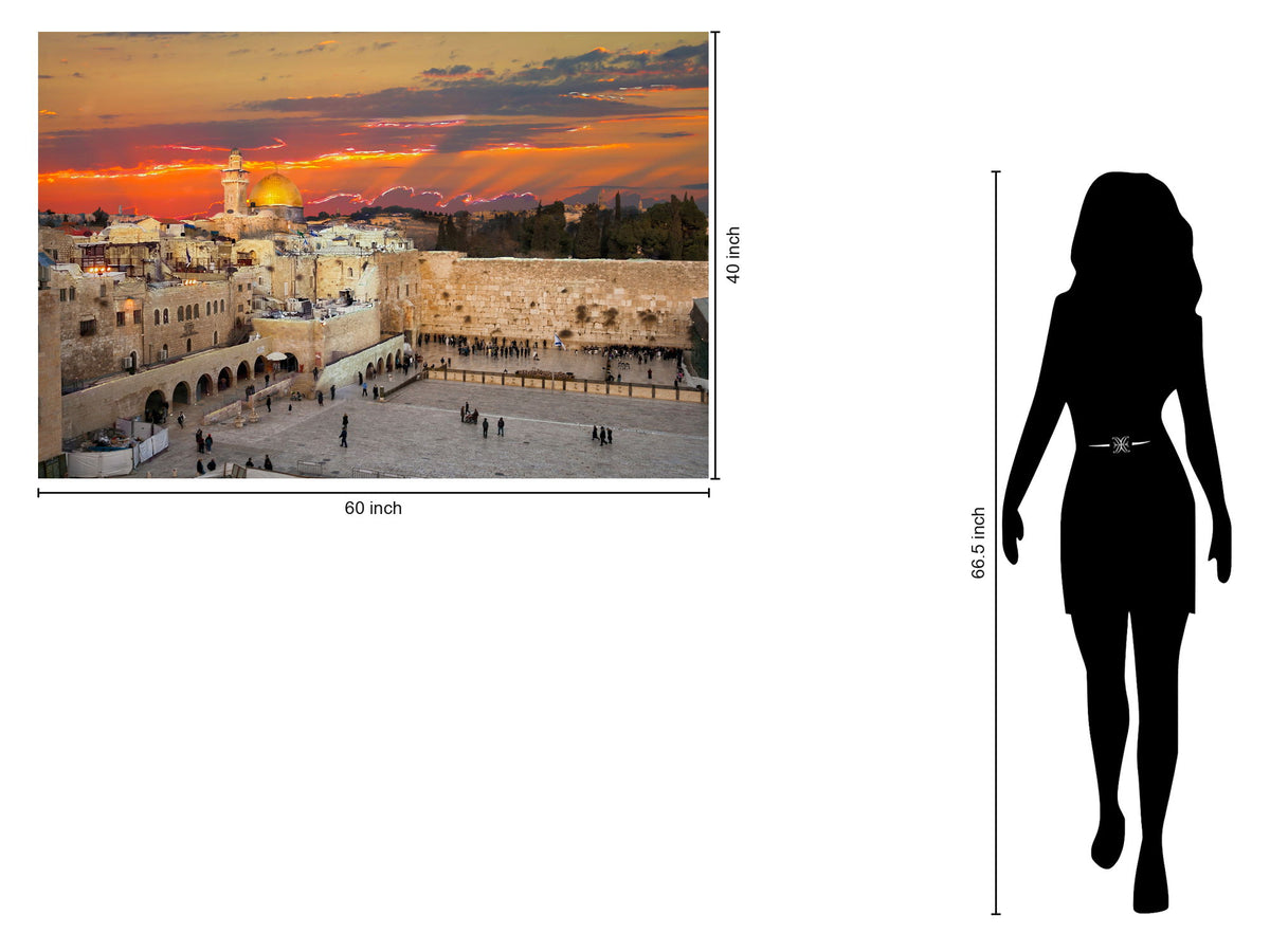 Tempered Glass With Foil - Jerusalem Wailing Wall - Light Brown