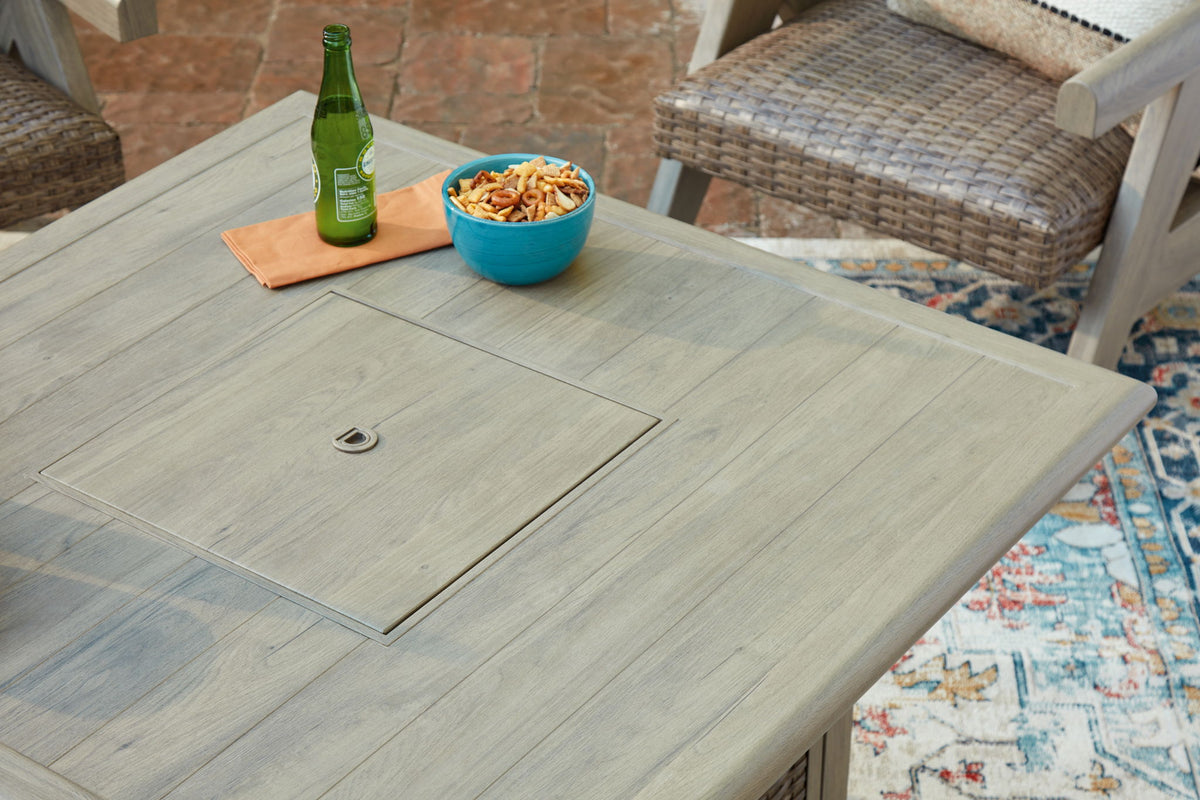 Cliff Trails - Square Fire Pit Table - Beige