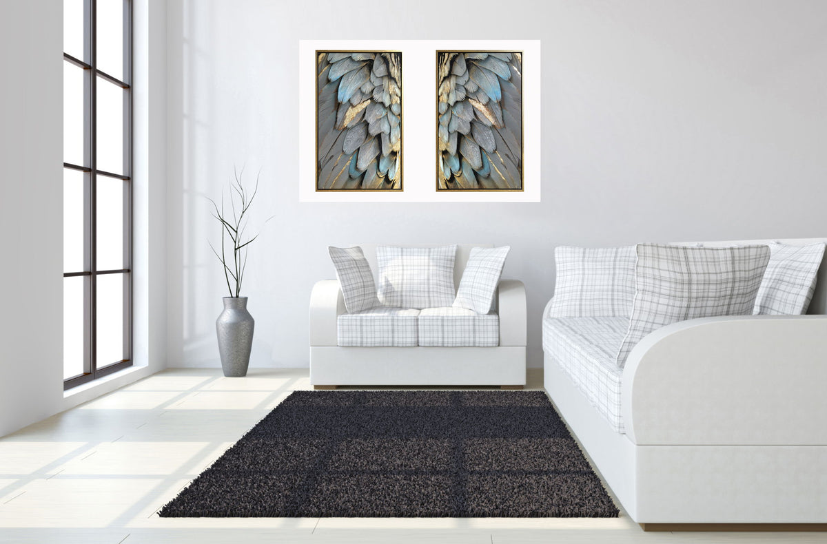 Hand Painted Textured Canvas in Frame - Silver