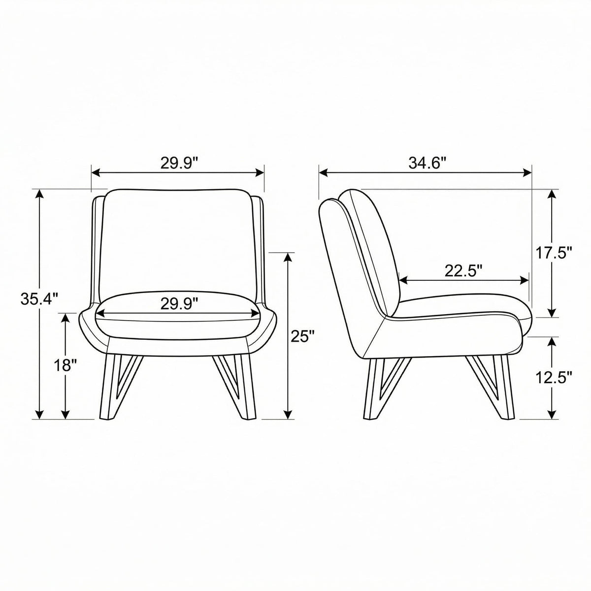 Armless Accent Chair - Dark Navy