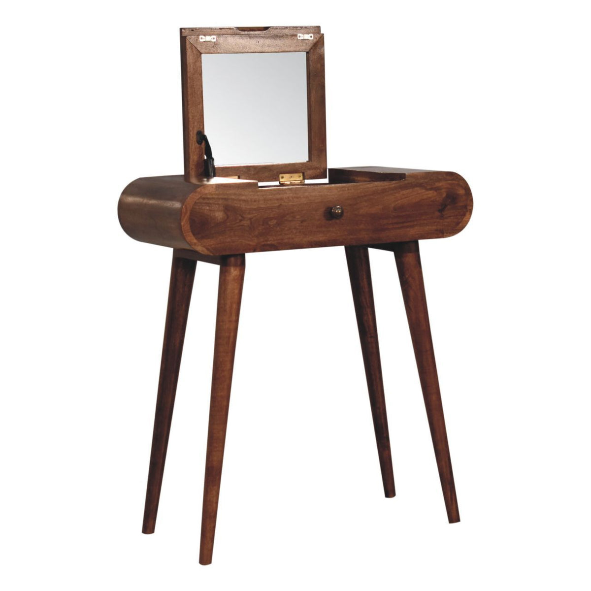 Mini Dressing Table With Foldable Mirror - Caramel