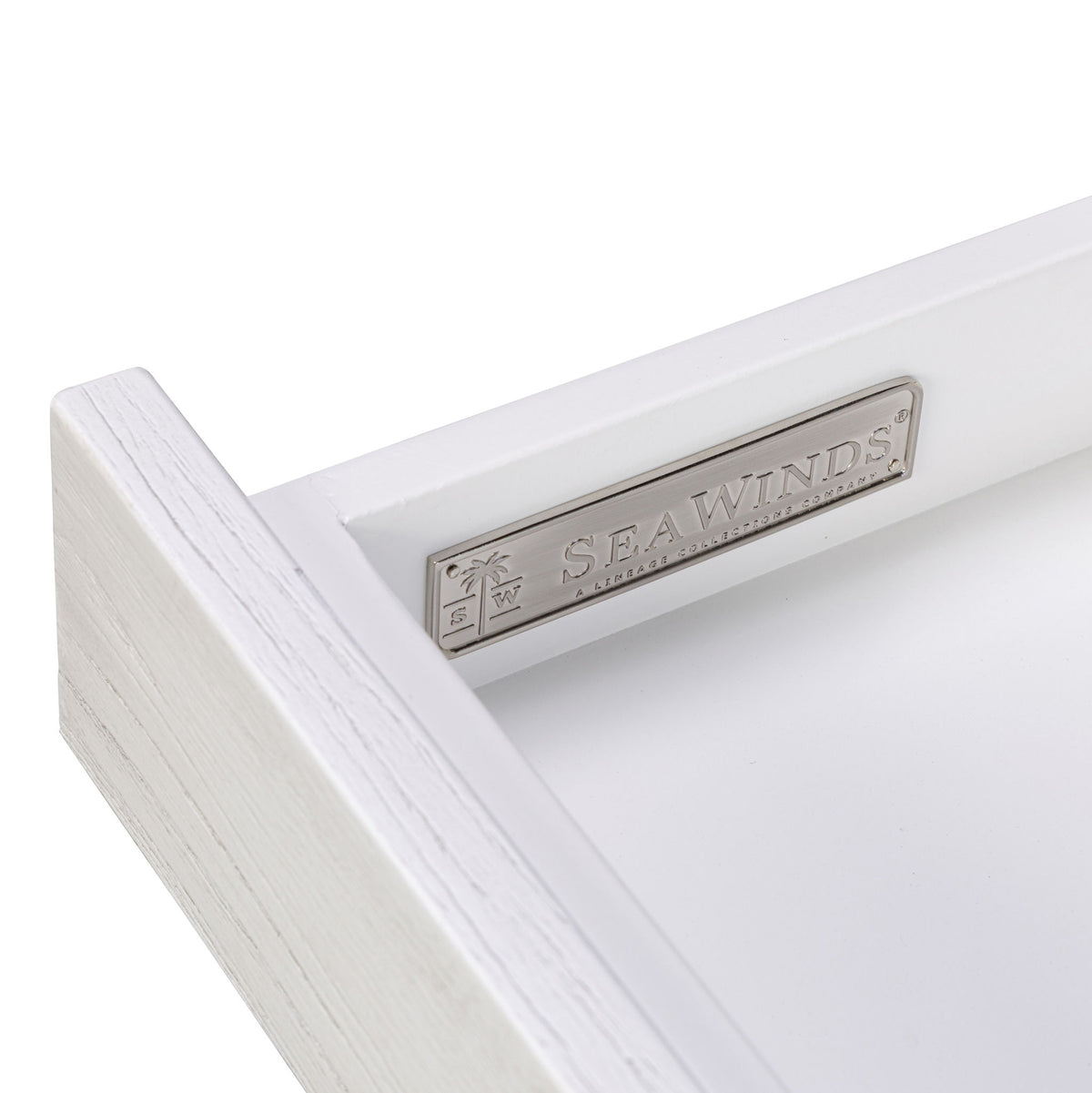 Surfside - 3-Drawer Console With Power Strip, USB-A And USB-C Port - Weathered White