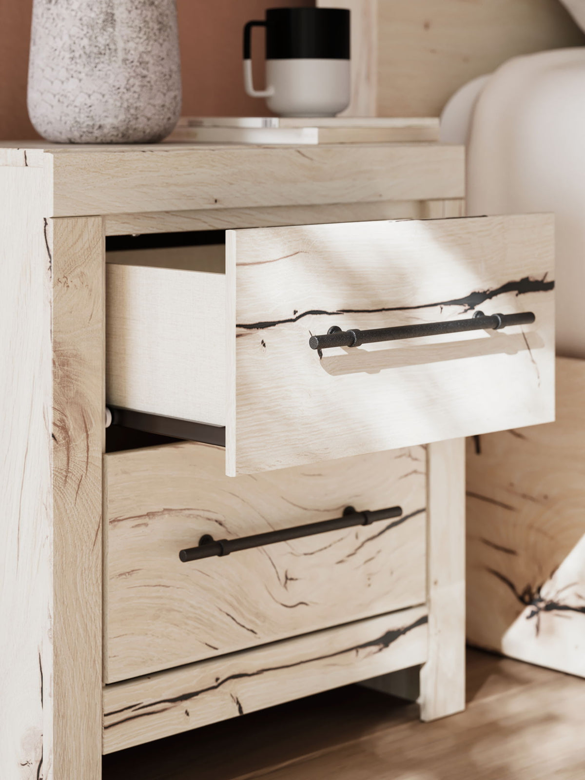 Lawroy - Two Drawer Night Stand - Light Natural