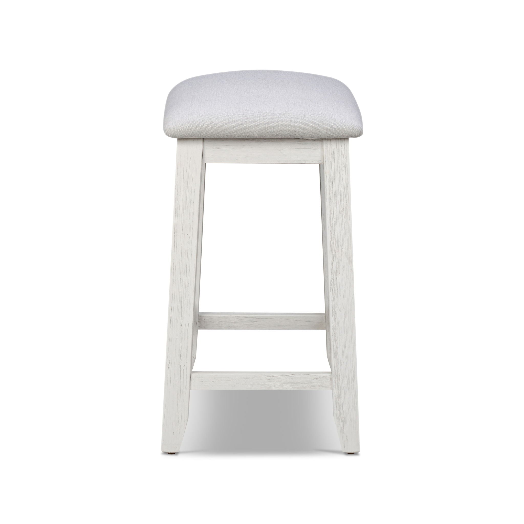Surfside - Backless Upholstered Stool - Weathered White / Gray