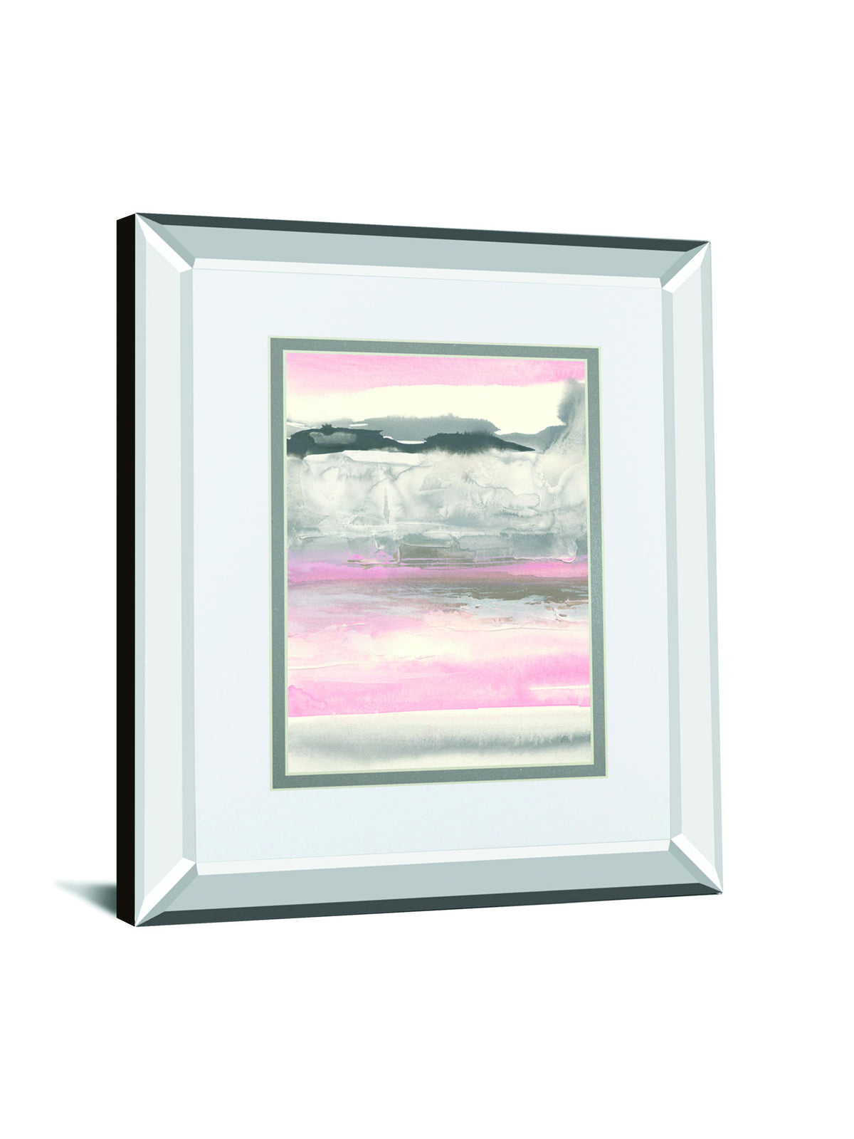 Charcoal And Blush I By Chris Paschke Mirrored Frame - Pink