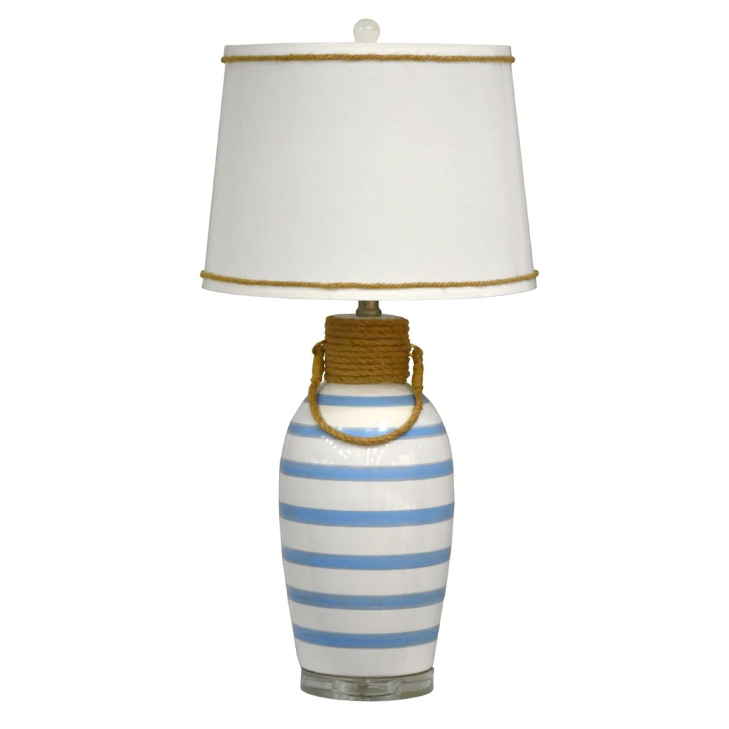 Harbor - Striped Ceramic Table Lamp With Rope (Set of 2) - Blue / White