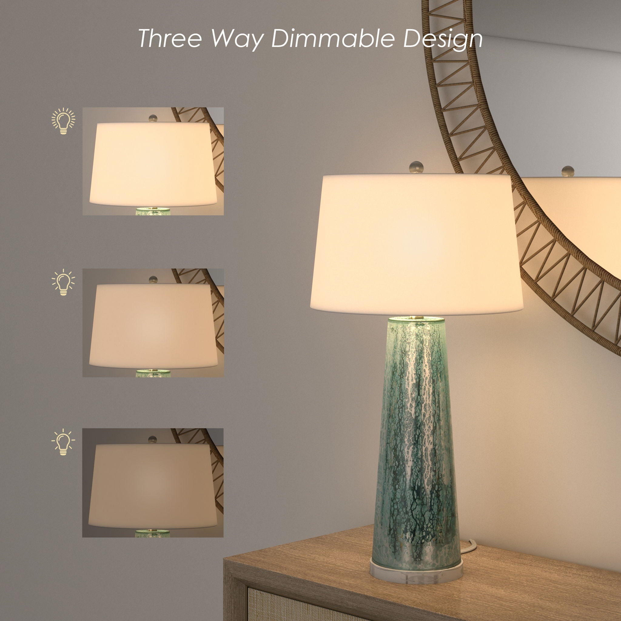 Emerald Rain - Abstract Table Lamp (Set of 2) - Green Toned
