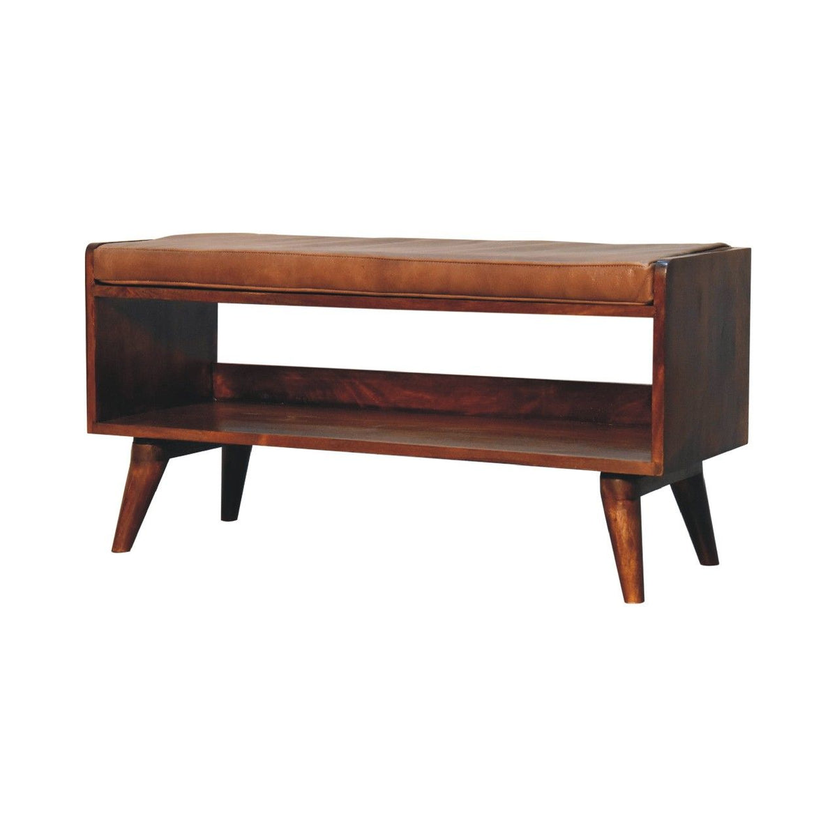 Solid Wood Bench With Upholstered Sea