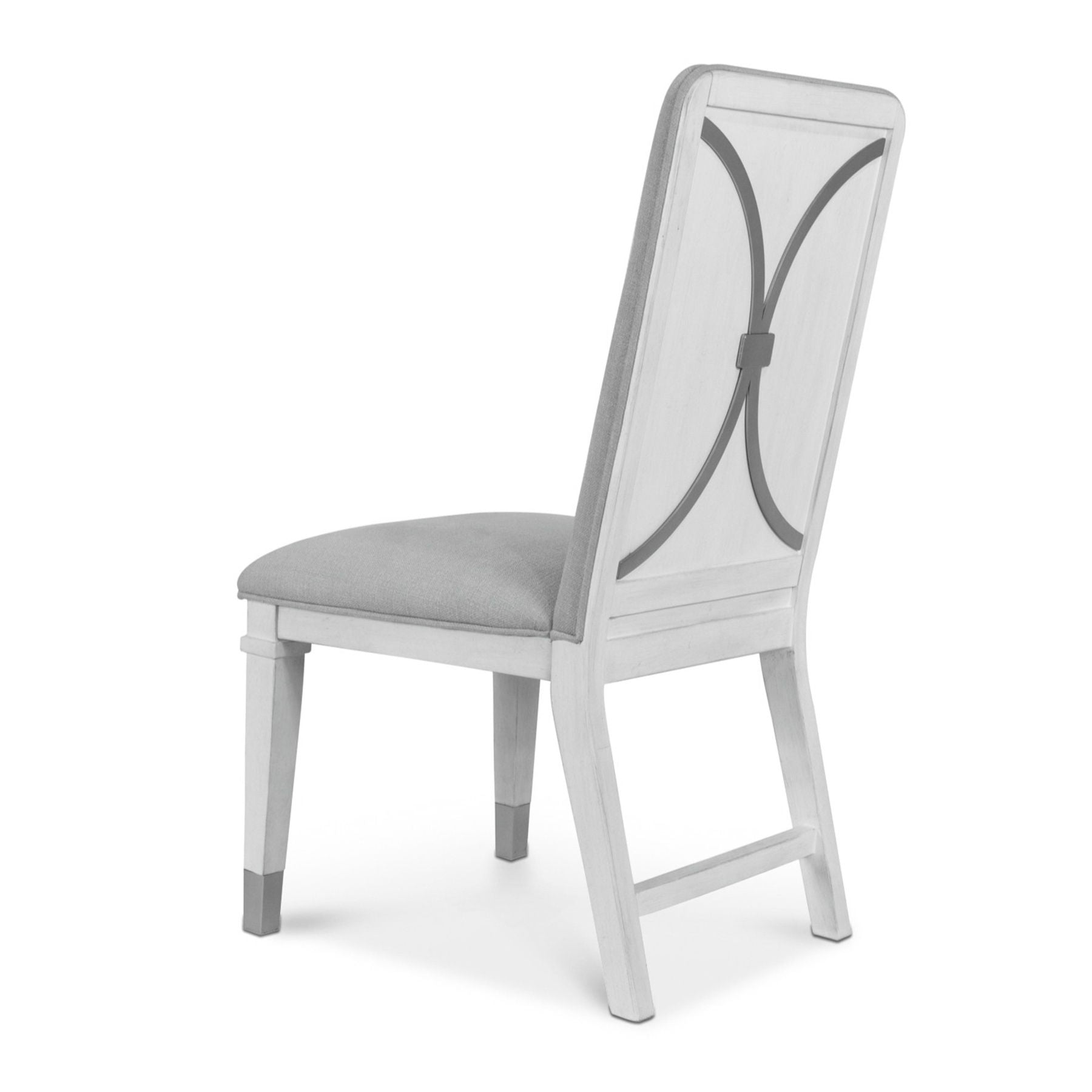 Point Breeze - Upholstered Side Chair With Metal Back Detail (Set of 2) - Fresh White / Gray