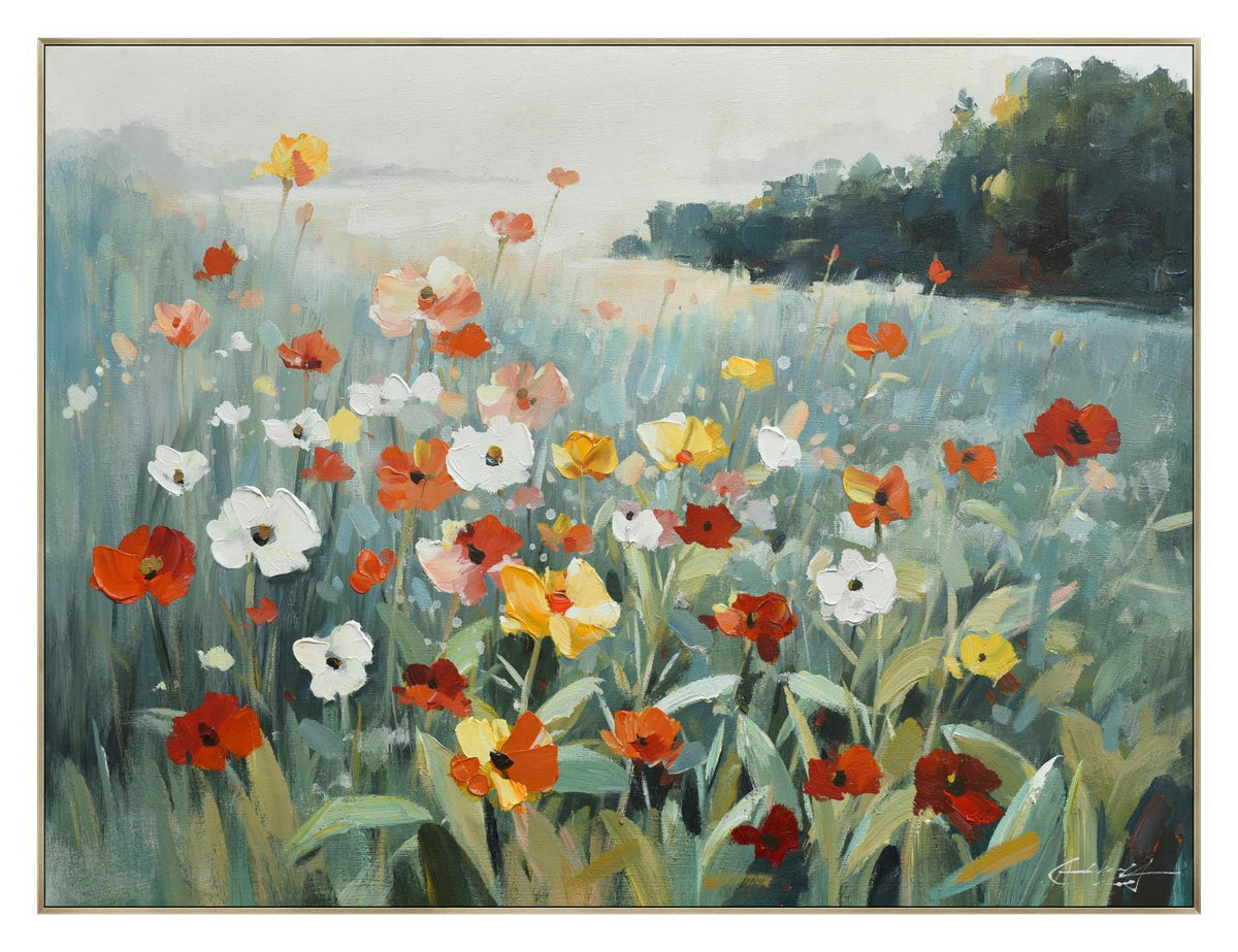 Morning Meadow - 36" x 47" Framed Wall Art - Dark Gray