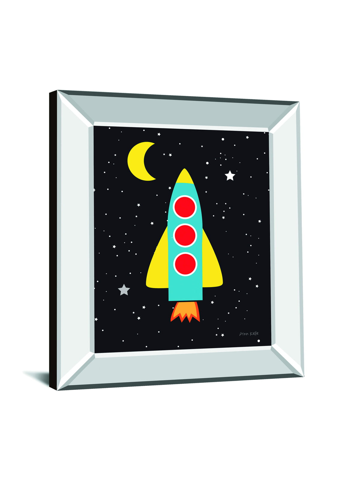 Blast Off By Ann Kelle - Mirror Framed Print Wall Art - Black