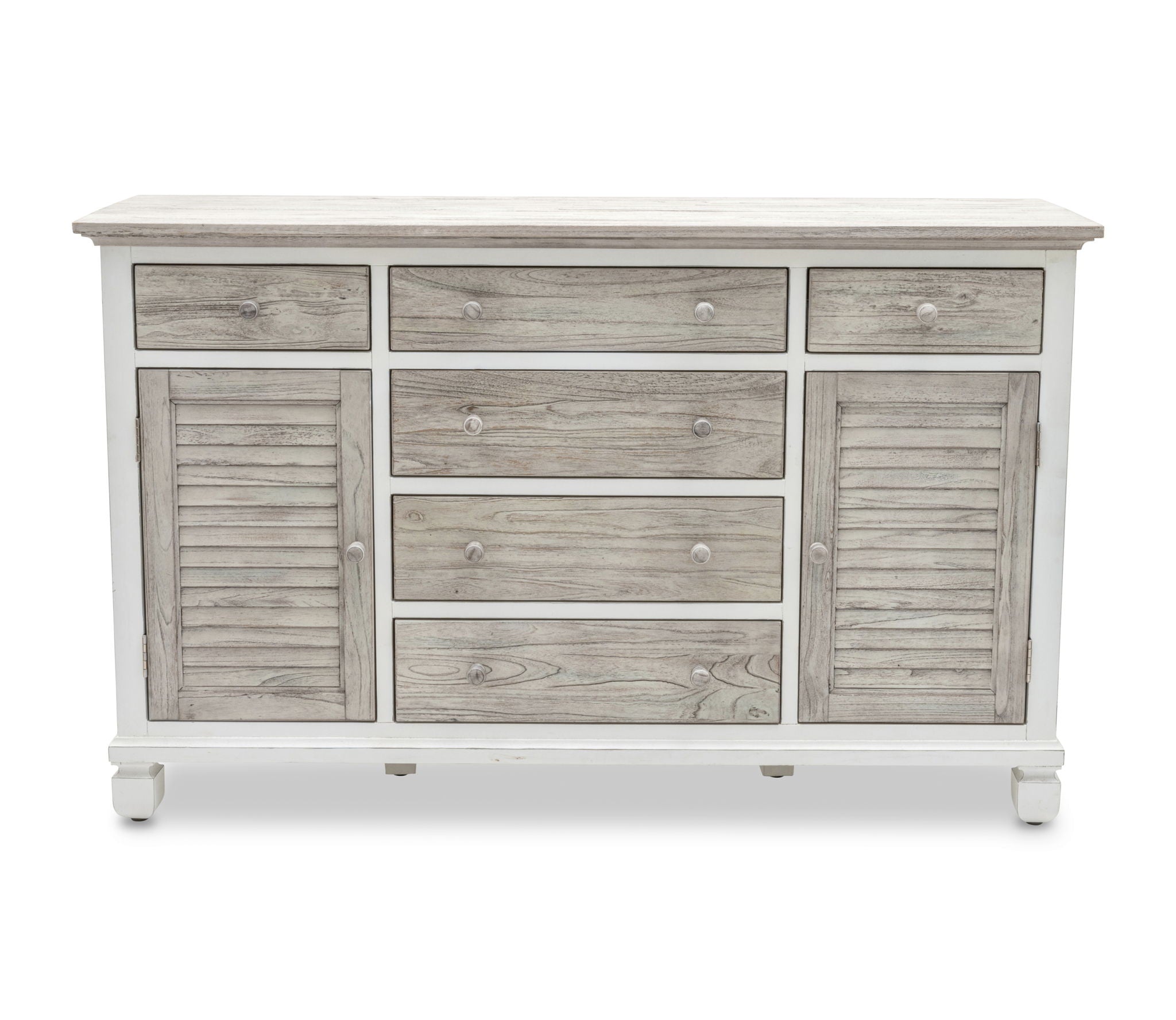 Islamorada - 6 Drawer / 2 Door Dresser - Dapple Gray / Blanc