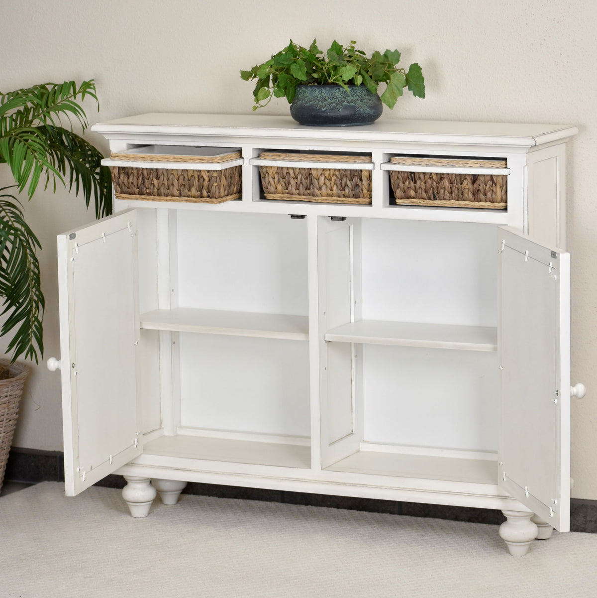 Monaco - Entry Cabinet With Baskets - Blanc
