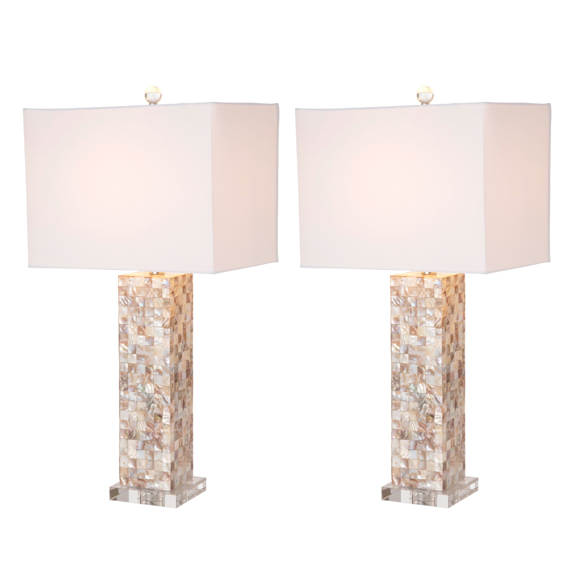 Harper - Nature Mother Of Pearl Table Lamp With Crystals (Set of 2) - Natural Shell