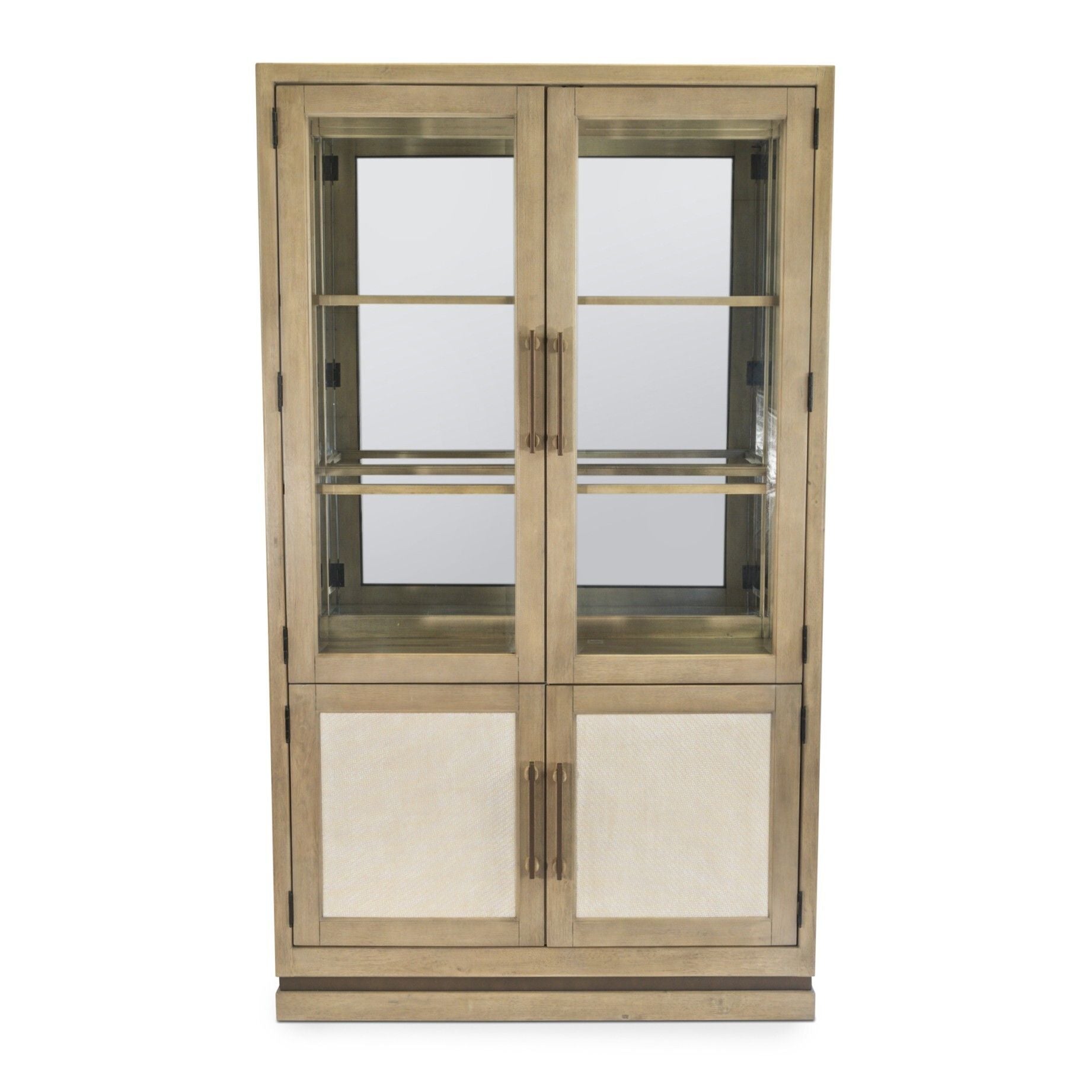 Rio Vista - Bunching Curio With Reversible Panels And Touch Lighting - Muted Earth Tones / Clay
