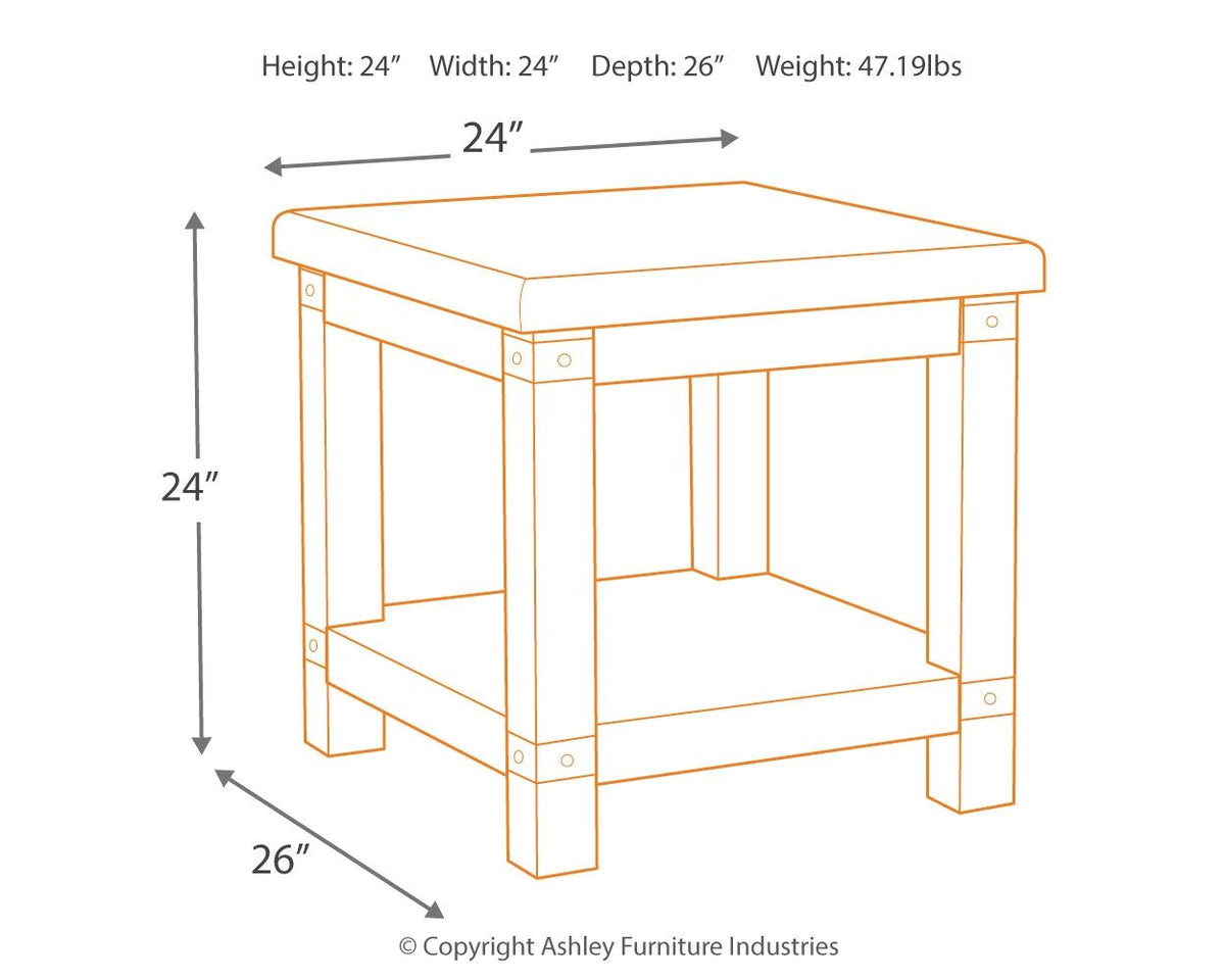 Carynhurst - Rectangular End Table - White Wash Gray