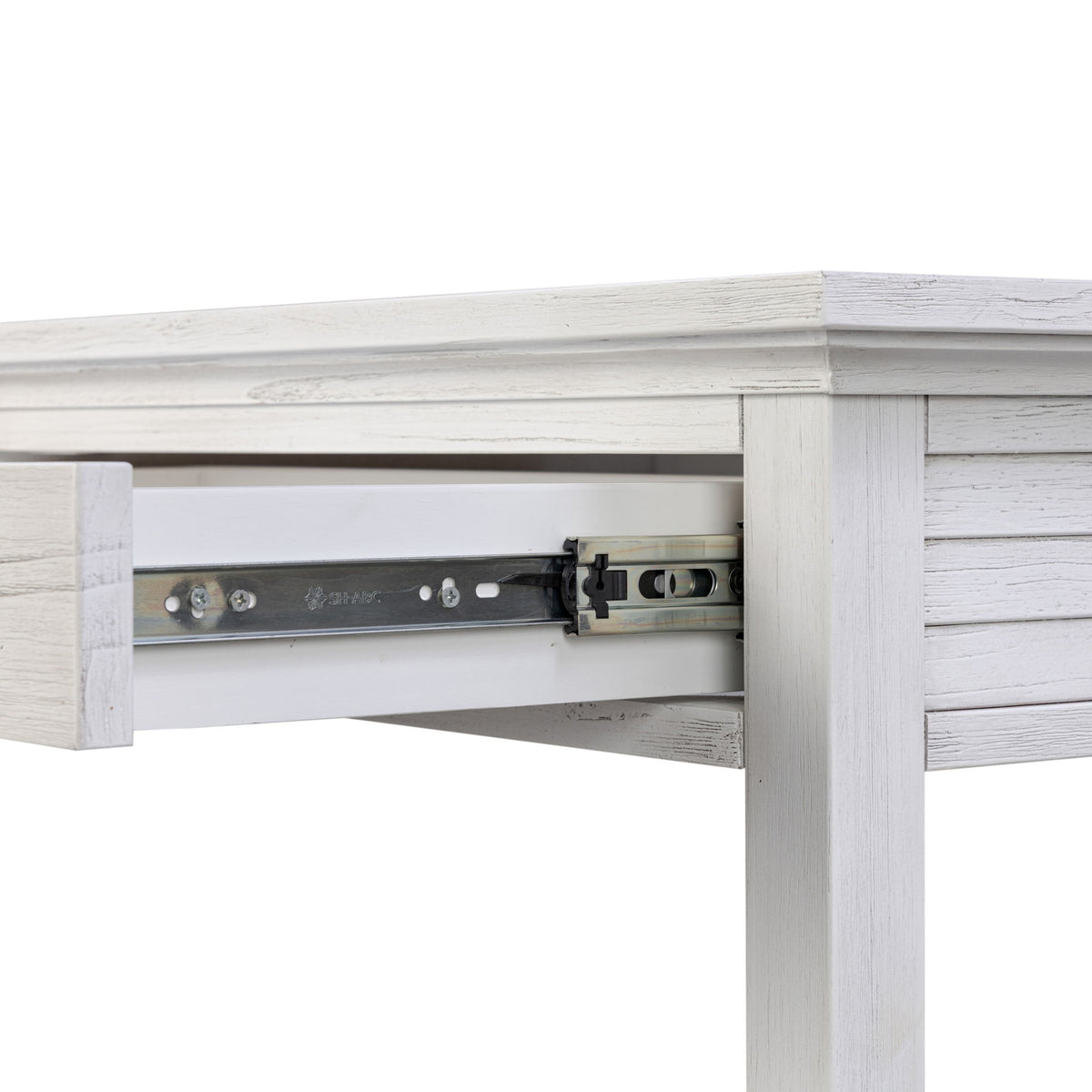 Surfside - 3-Drawer Console With Power Strip, USB-A And USB-C Port - Weathered White