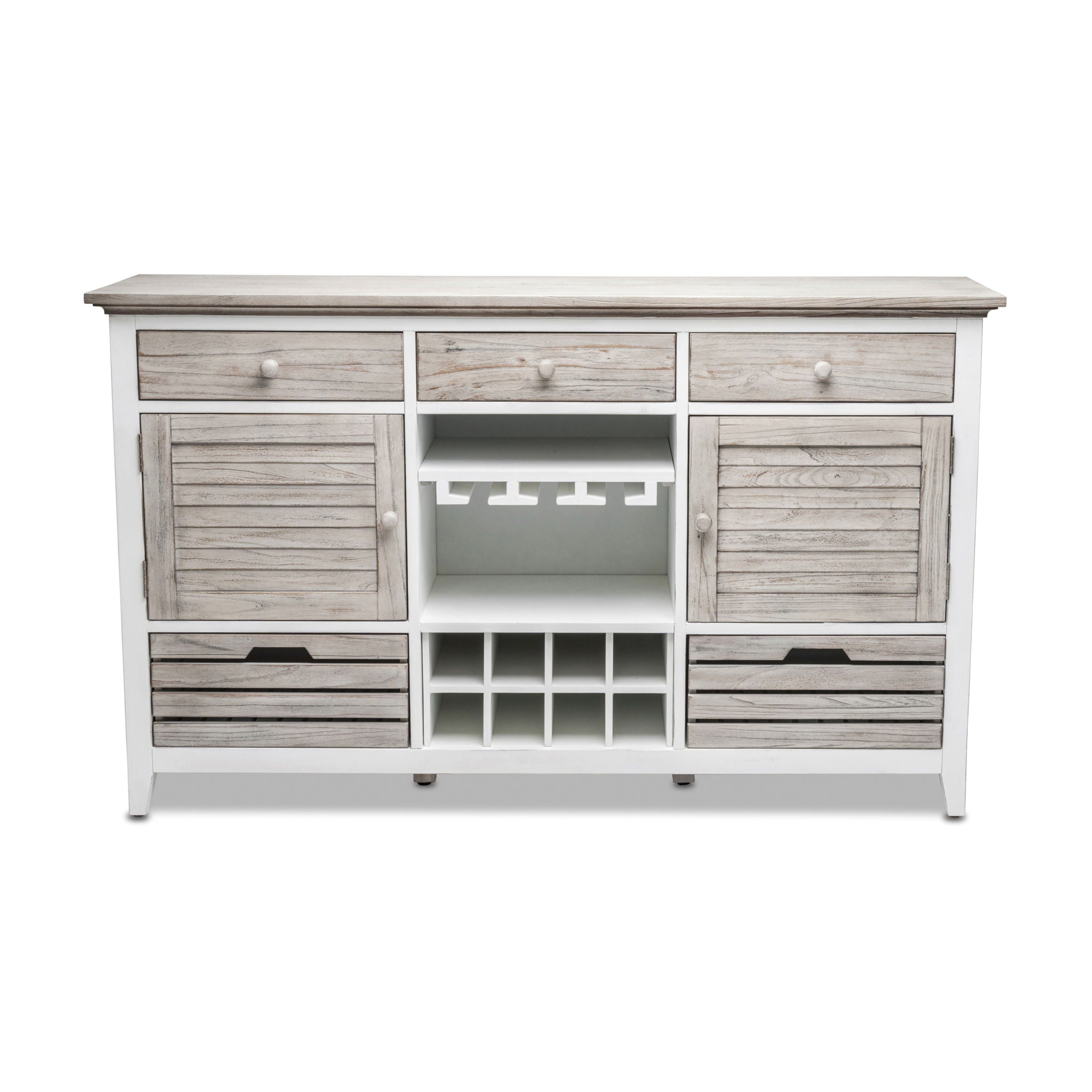 Islamorada - Sideboard With Wine Rack - Dapple Gray / Blanc