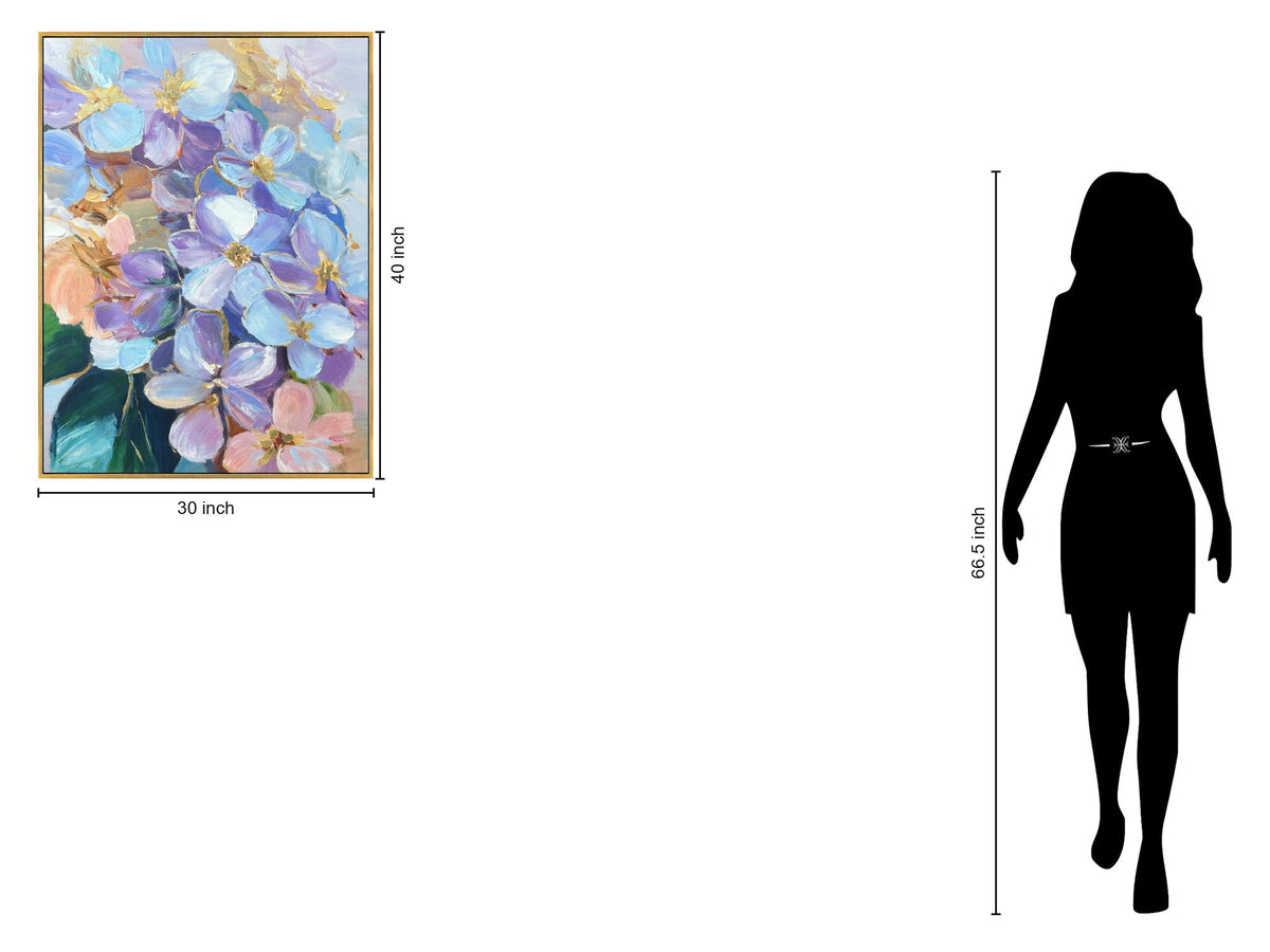 Petal Reverie I Hand-Embellished Canvas In Frame - Blue / Lavender