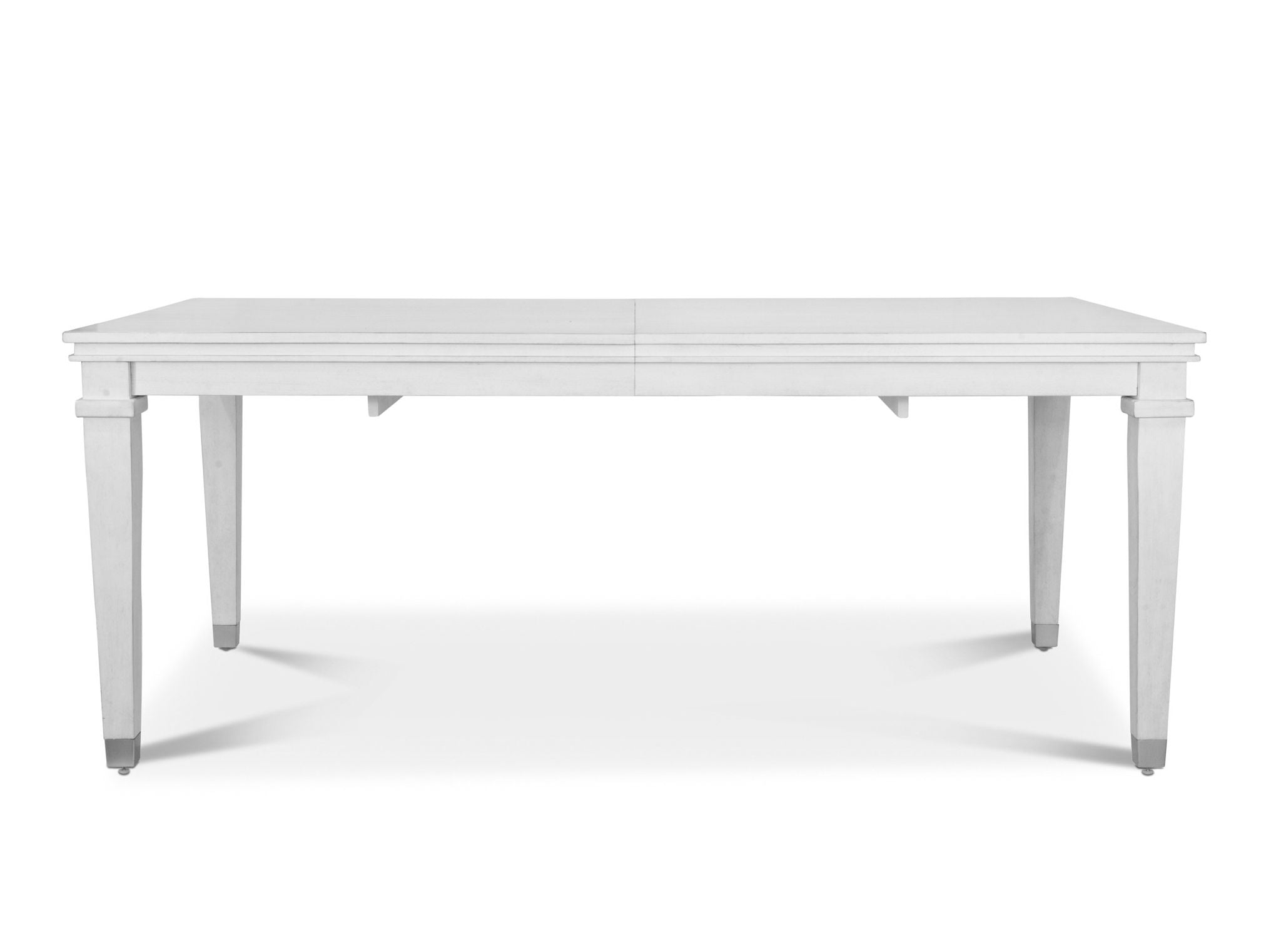 Point Breeze - Extendable Dining Table With Self Storing Leaf - Fresh White With Soft Gray Glaze