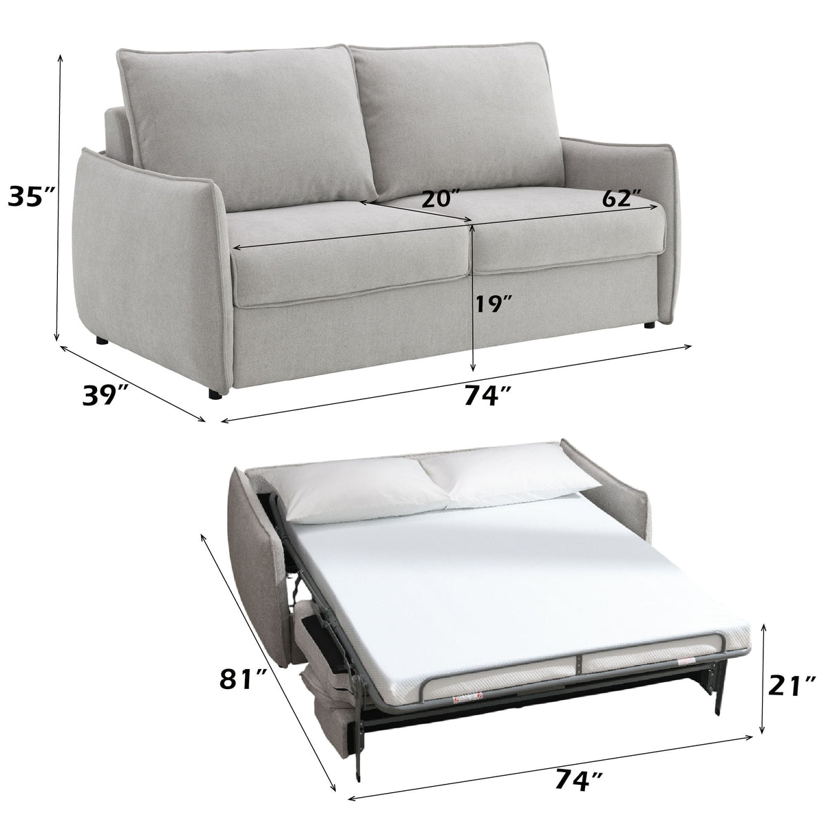 Jinn - Sofa With Sleeper - Beige
