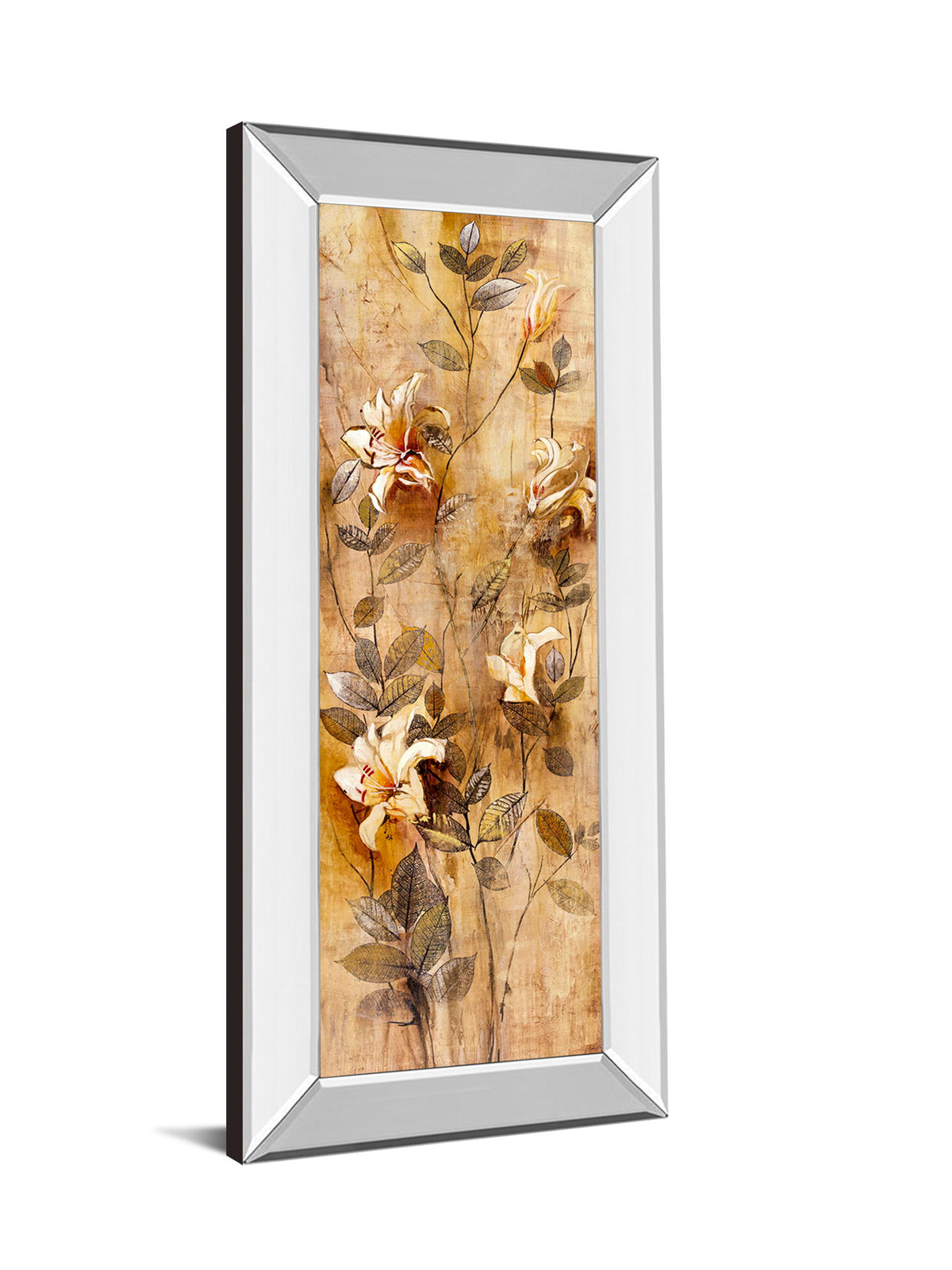 Candlelight Lilies I By Douglas - Mirror Framed Print Wall Art - Beige