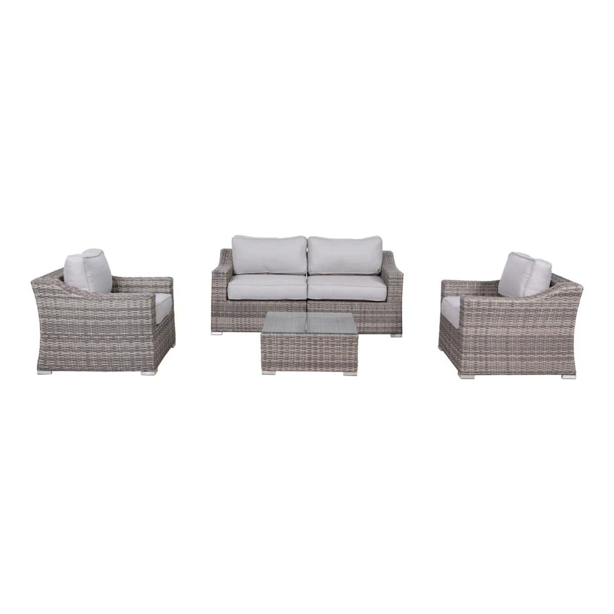 Outdoor Wicker Conversation Set With Cushions, All Weather