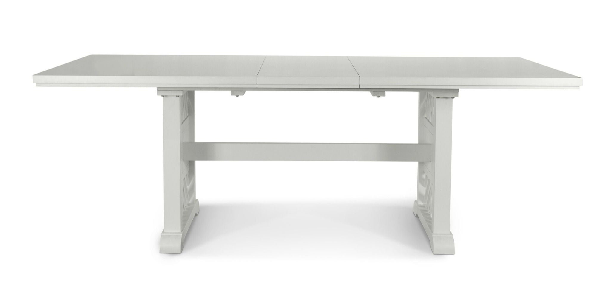 Miramar - Extendable Trestle Dining Table With Self Storing Leaf - Sand / Stark White