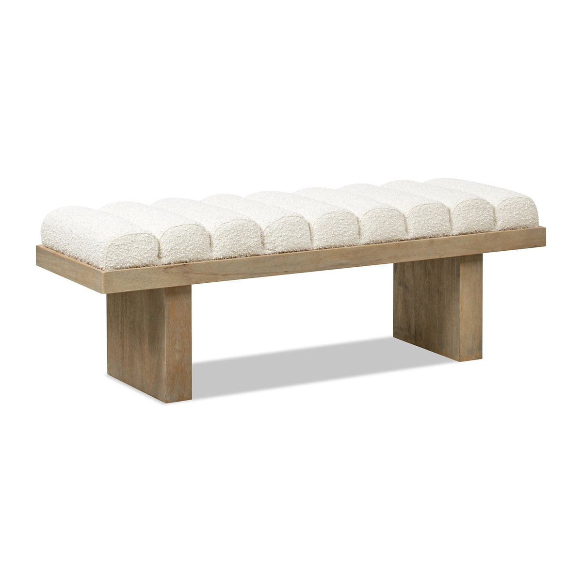 Bella - Upholstered Modern Accent Bench - Ivory White