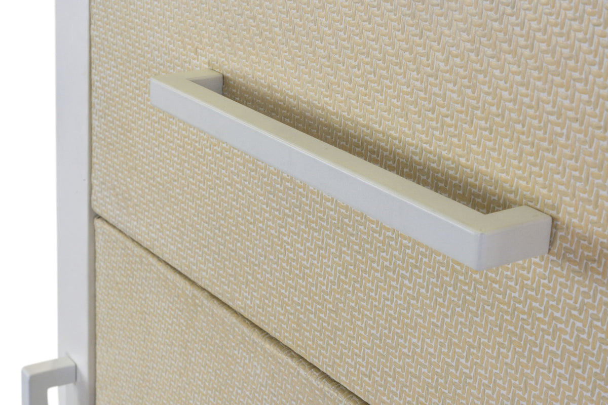 Miramar - Woven Mirrored Door Chest - Sand / Stark White