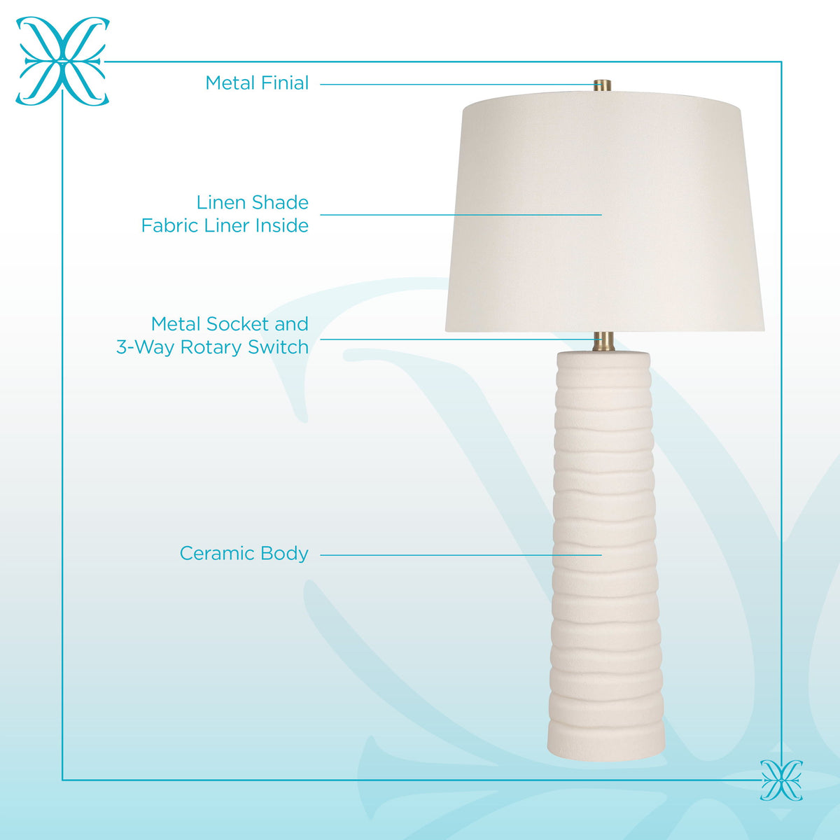 "Calming Flow" Ceramic Table Lamp (Set of 2) - Textured White