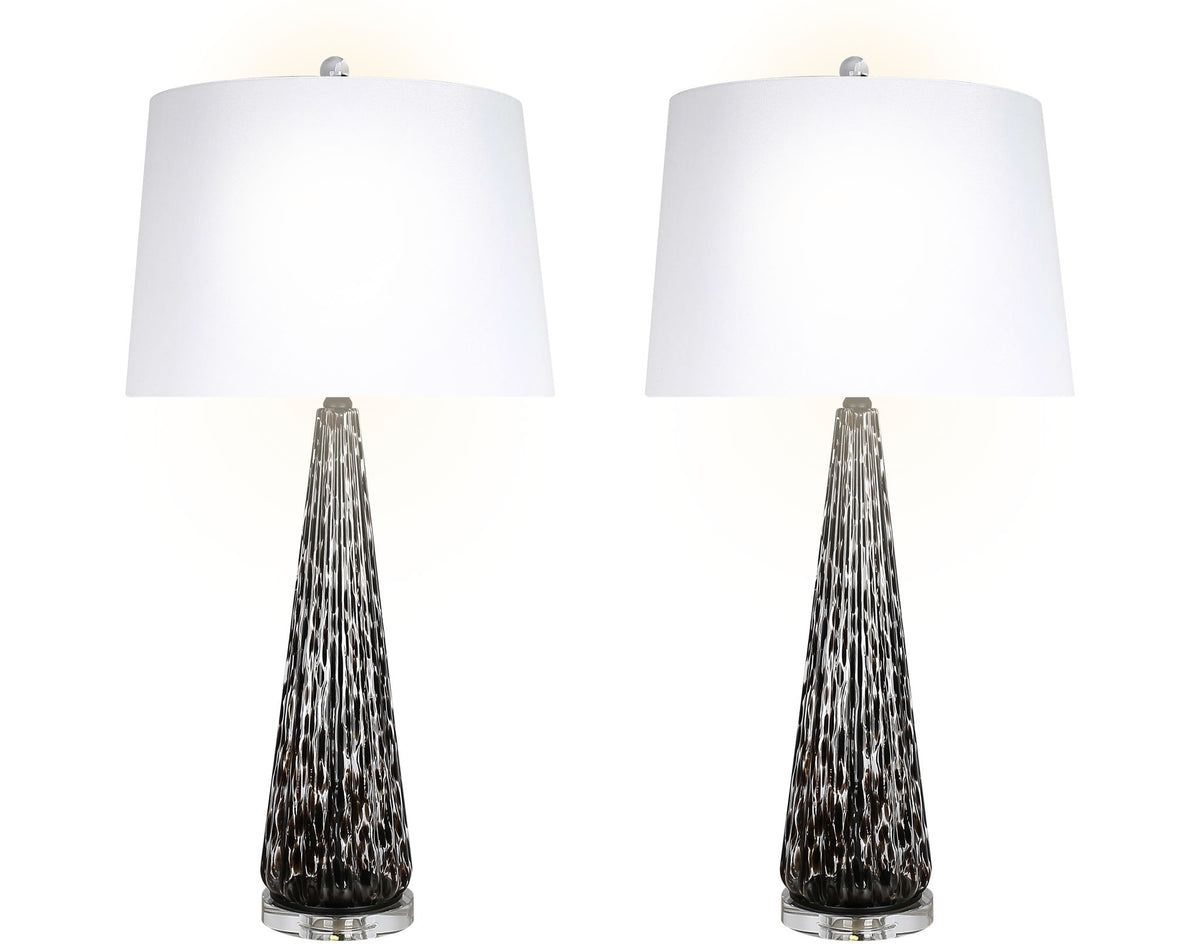 "Eclipse Radiance" Art Glass Table Lamp (Set of 2) - Black Art Glass