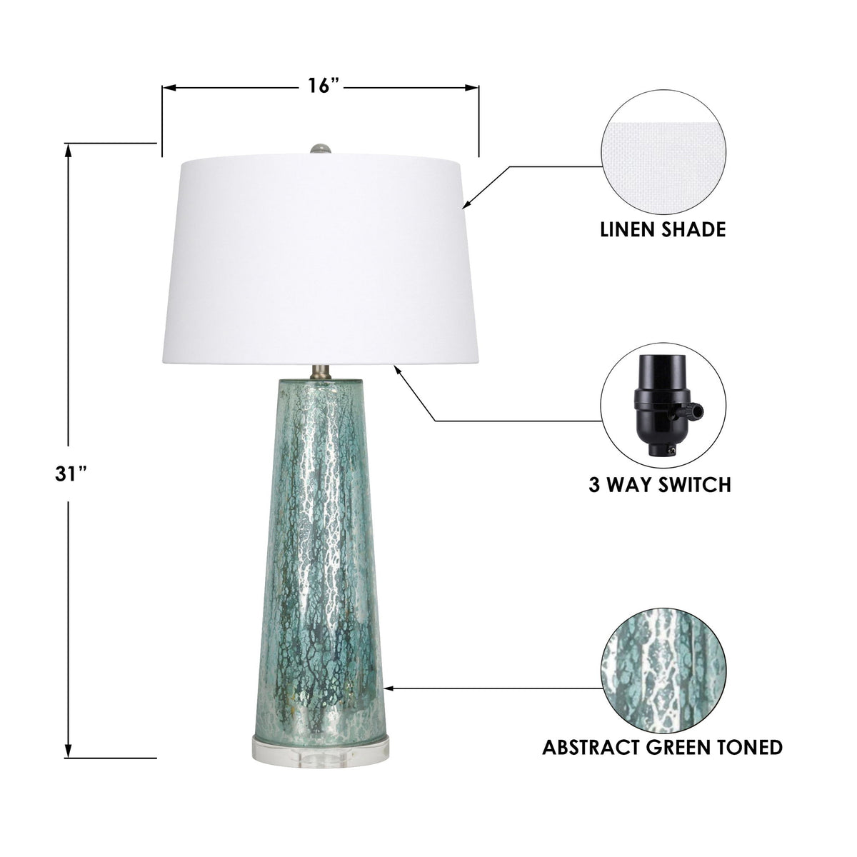 Emerald Rain - Abstract Table Lamp (Set of 2) - Green Toned