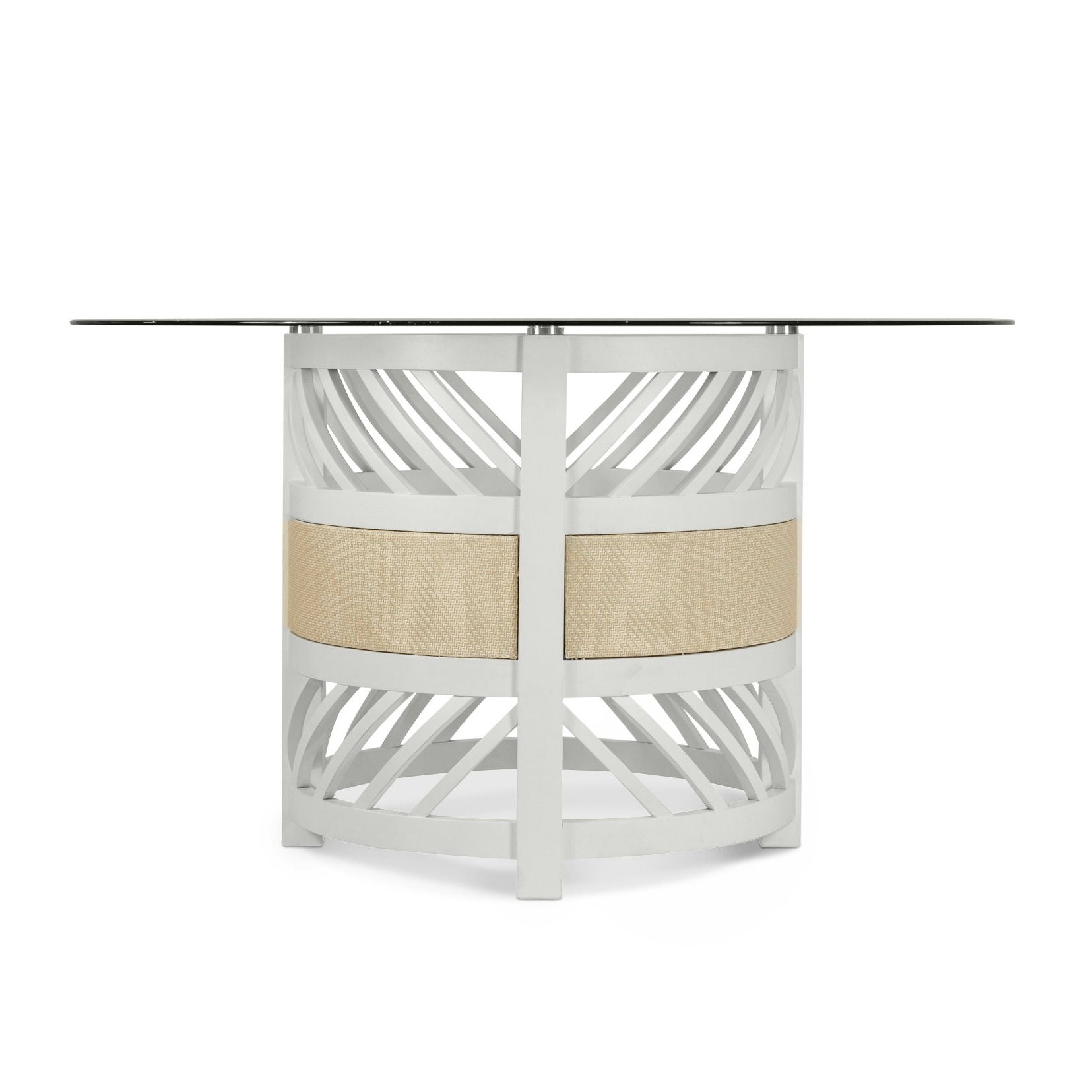 Miramar - Round Glass Dining Table - Sand / Stark White