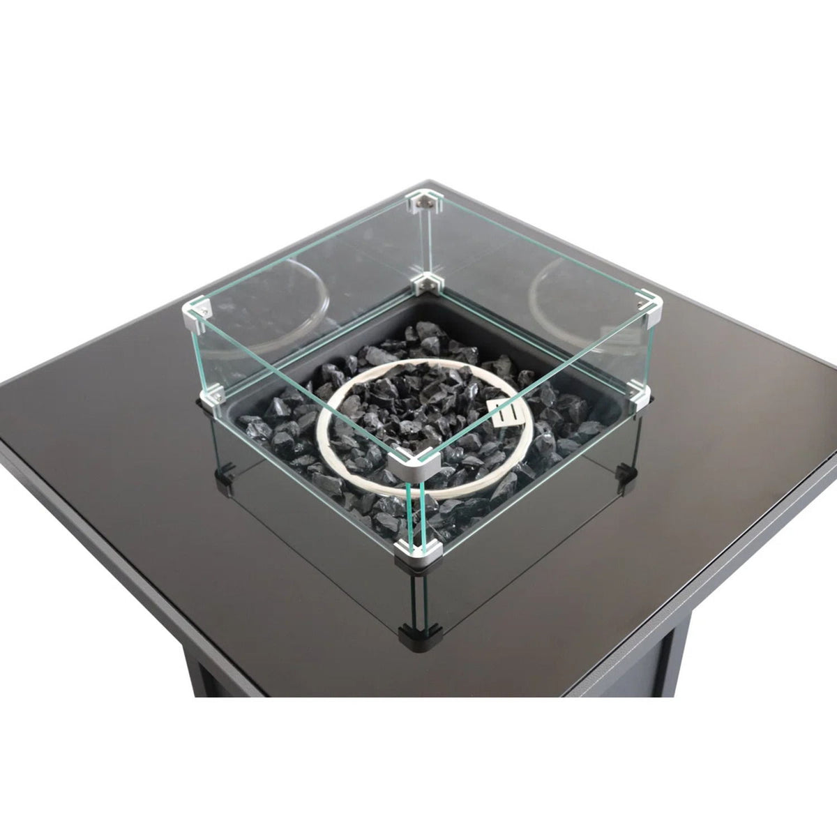 Powder Coated Fire Pit With Top - Black