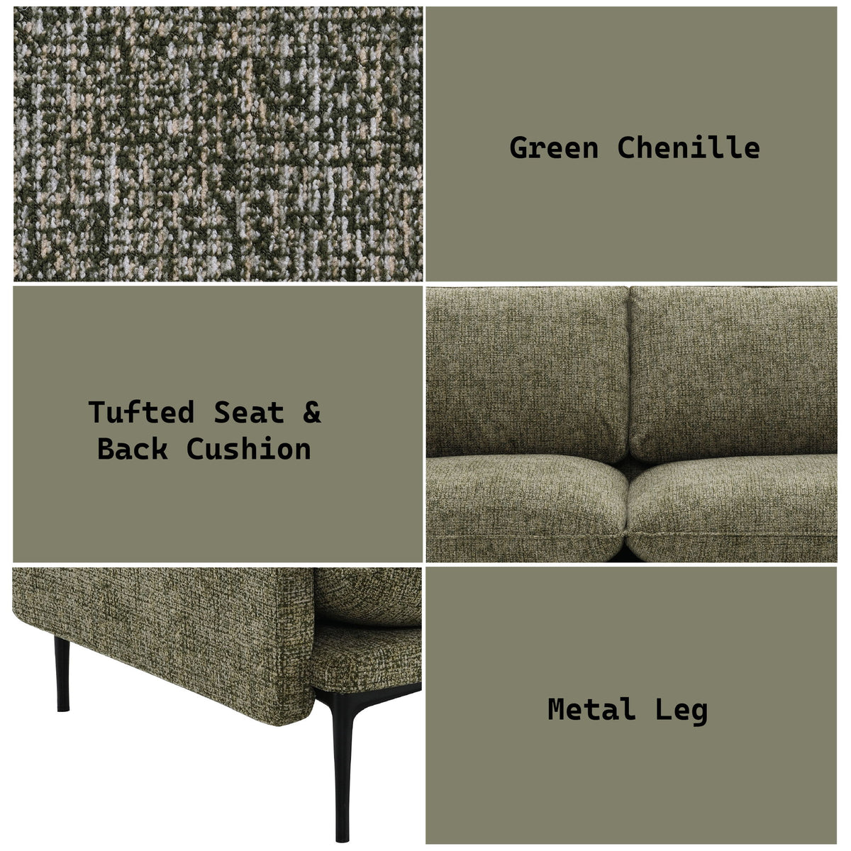 Dalton - Sofa With 2 Pillows - Green