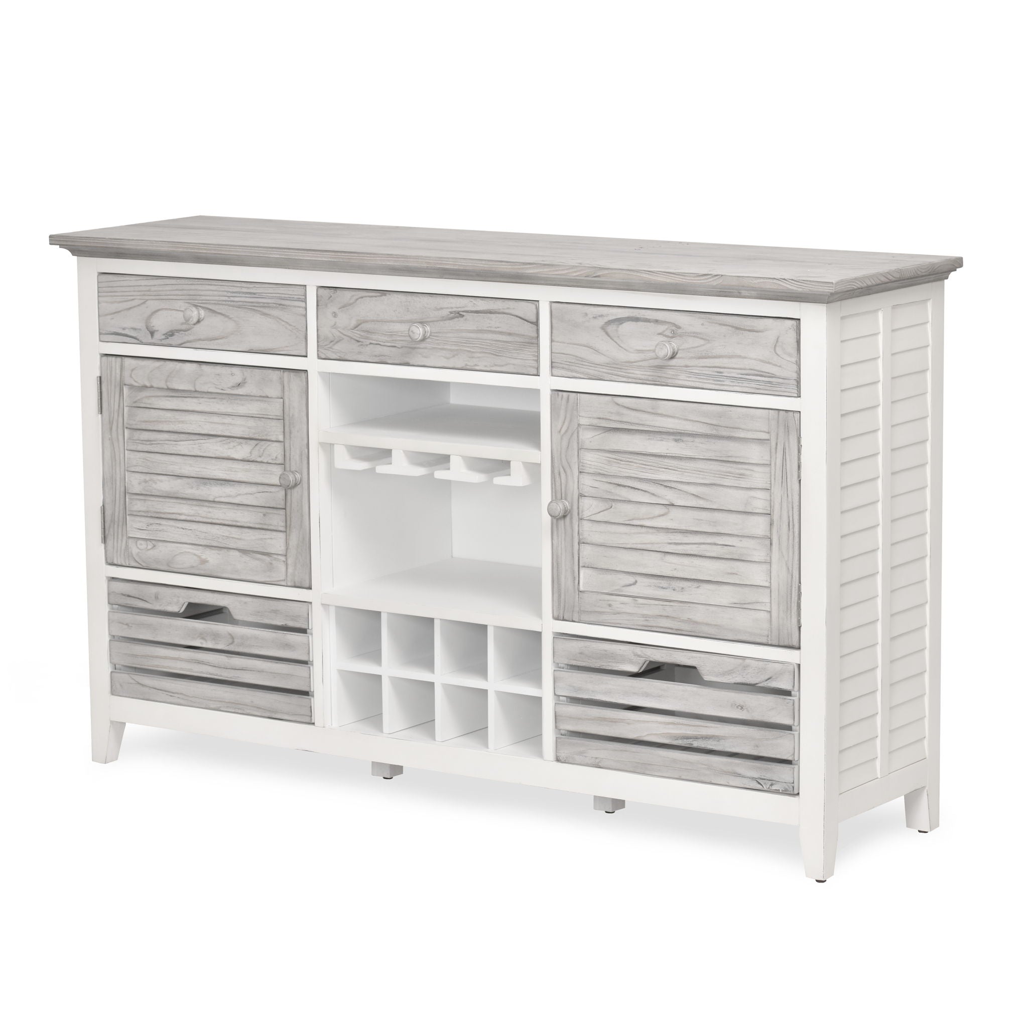 Islamorada - Sideboard With Wine Rack - Dapple Gray / Blanc