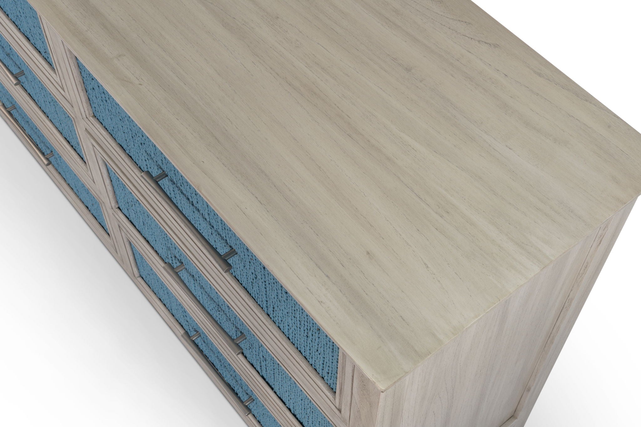Ocean Isles - 6 Drawer Woven Dresser - Ocean Blue / Aged Ivory