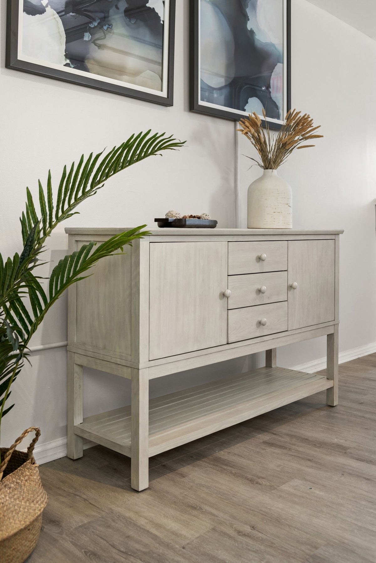 Geneva - 2-Door / 3-Drawer Credenza - Distressed White