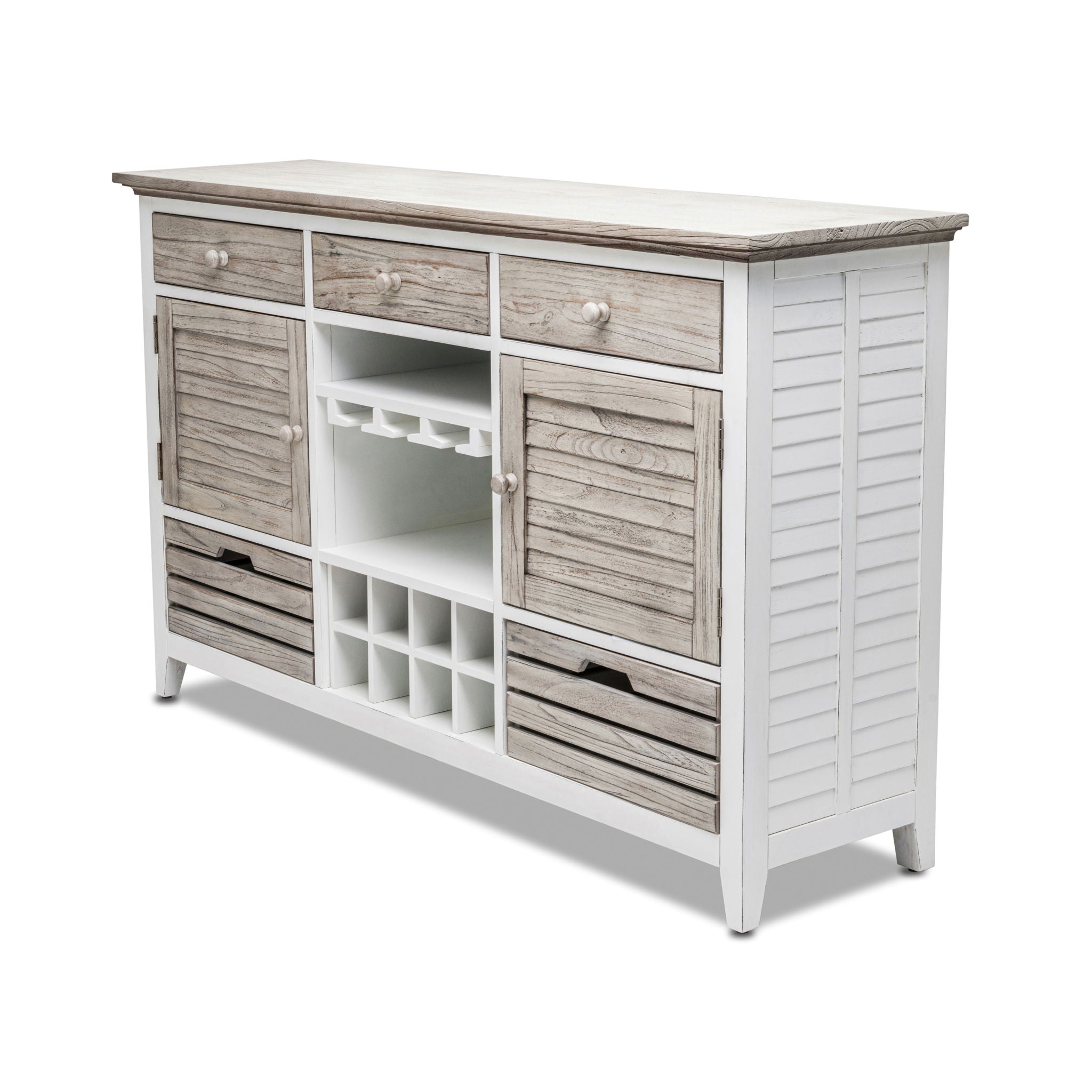 Islamorada - Sideboard With Wine Rack - Dapple Gray / Blanc
