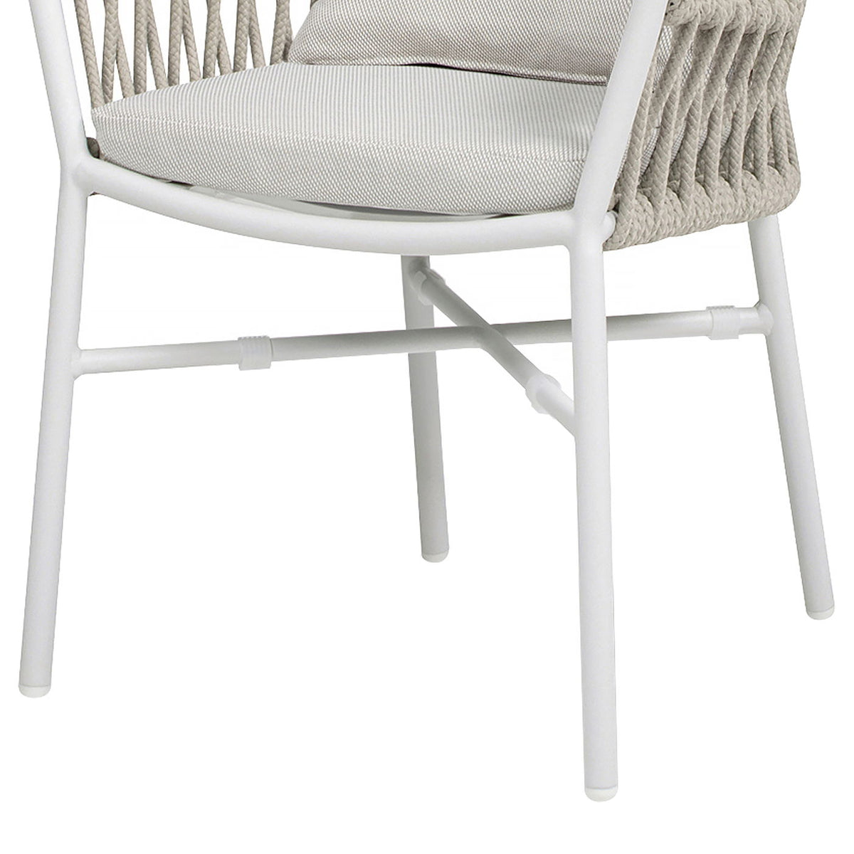 Maiden - Barrel Back Aluminum & Rope Outdoor Patio Dining Chair, Sunproof Olefin (Set of 2)