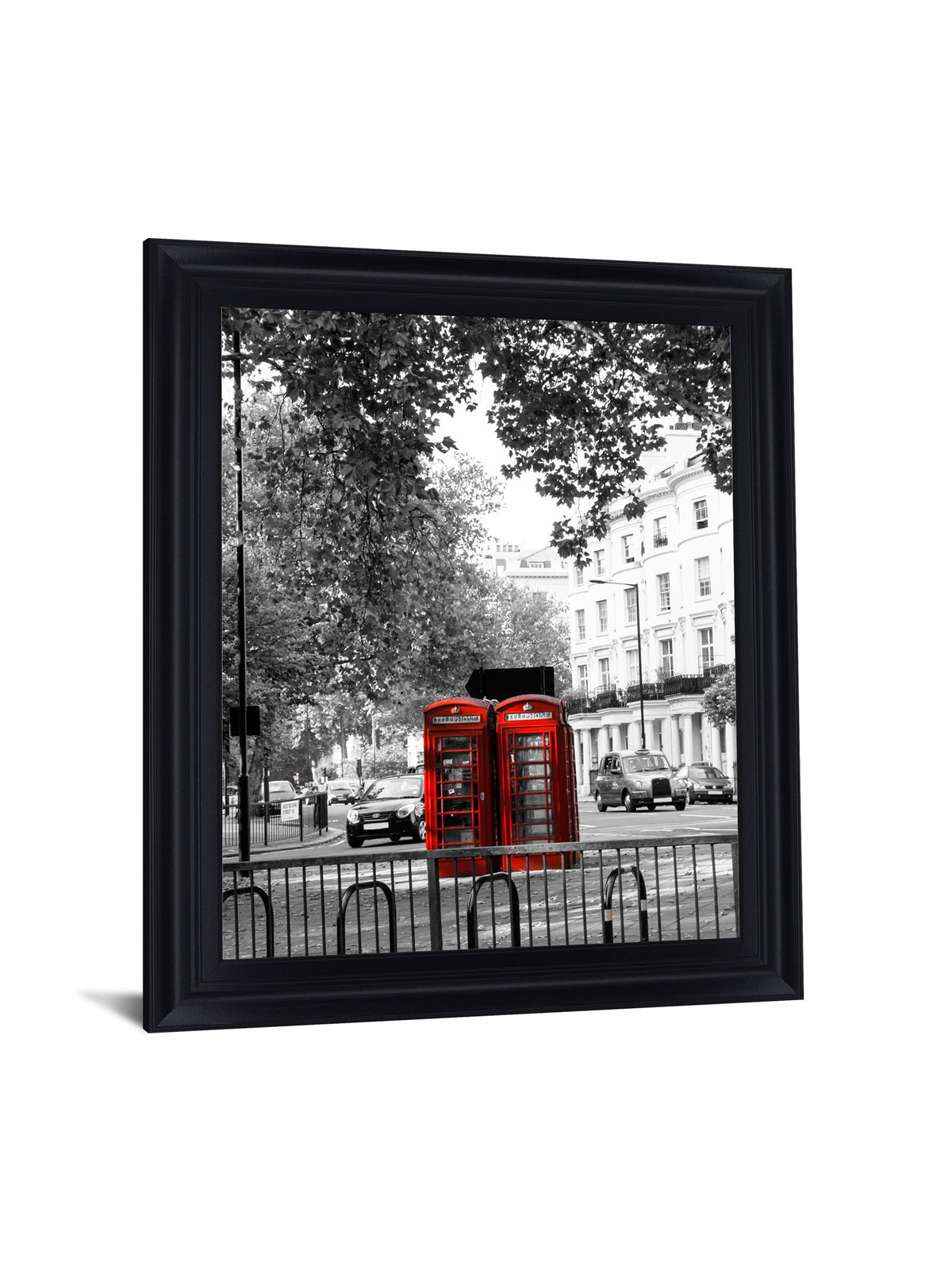 Crimson Callboxes - 28" x 34" Framed Wall Art - Dark Gray