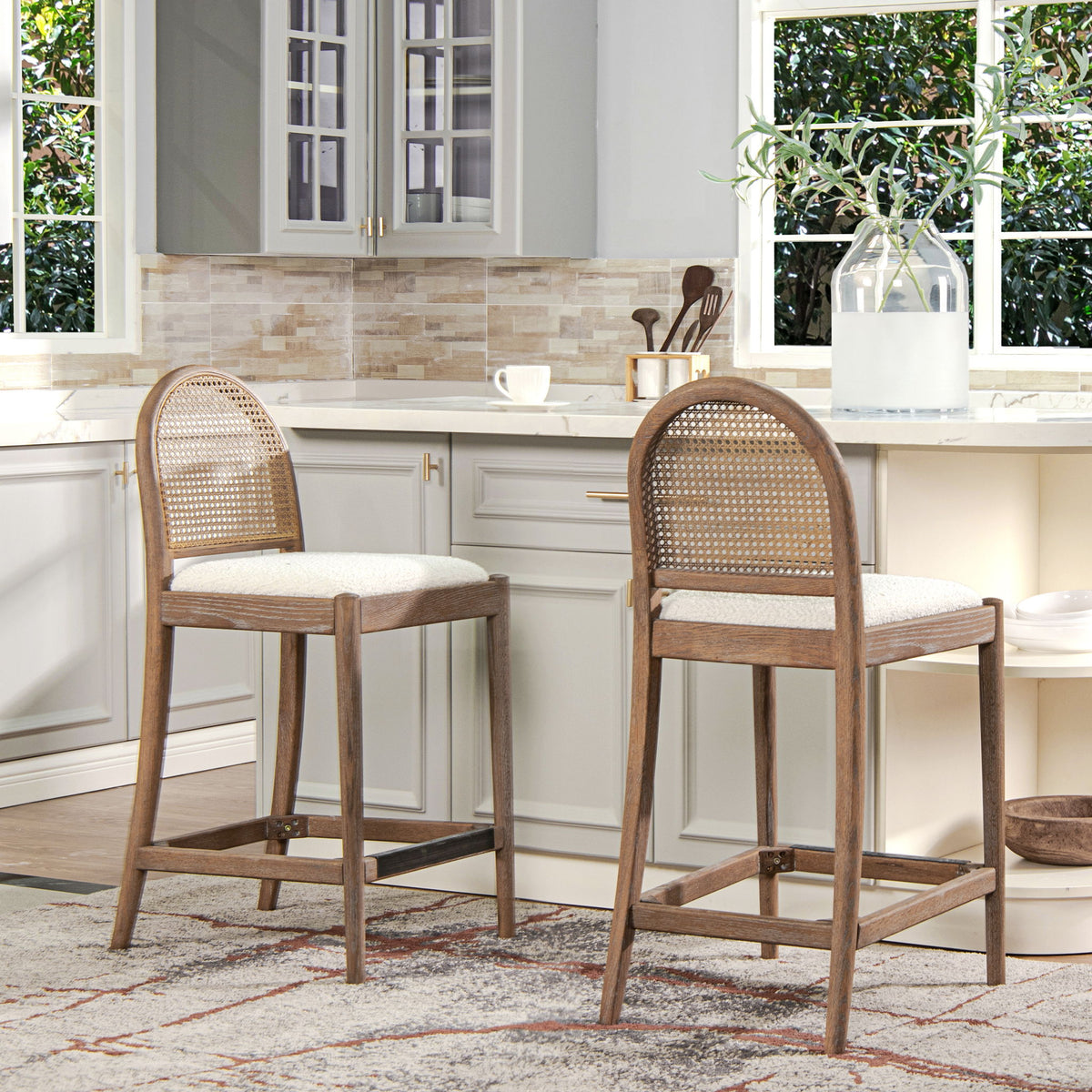 Panama - Curved Back Cane Counter Stool (Set of 2)